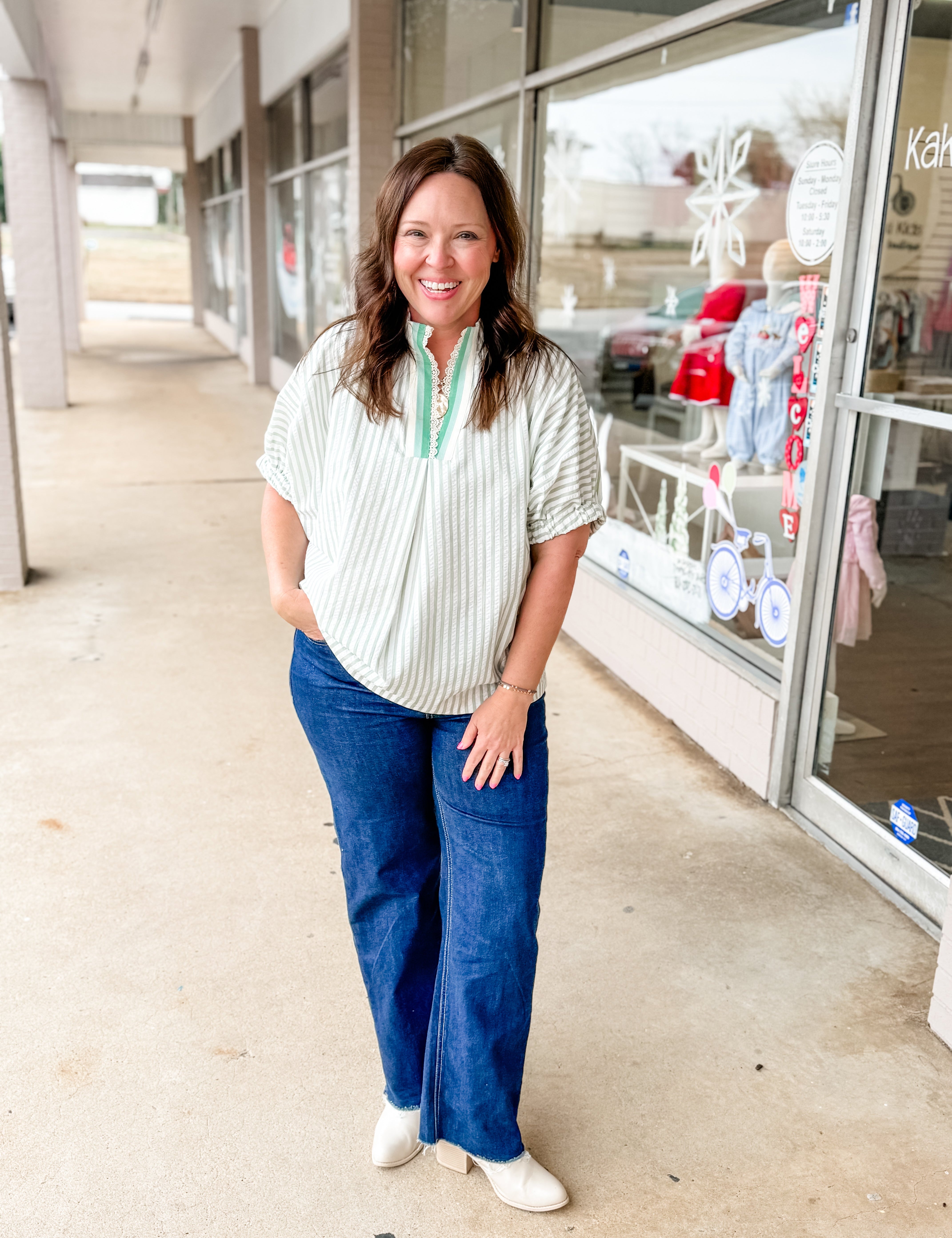 Mint Green Meadow Striped Top - Just a Small Town Girl