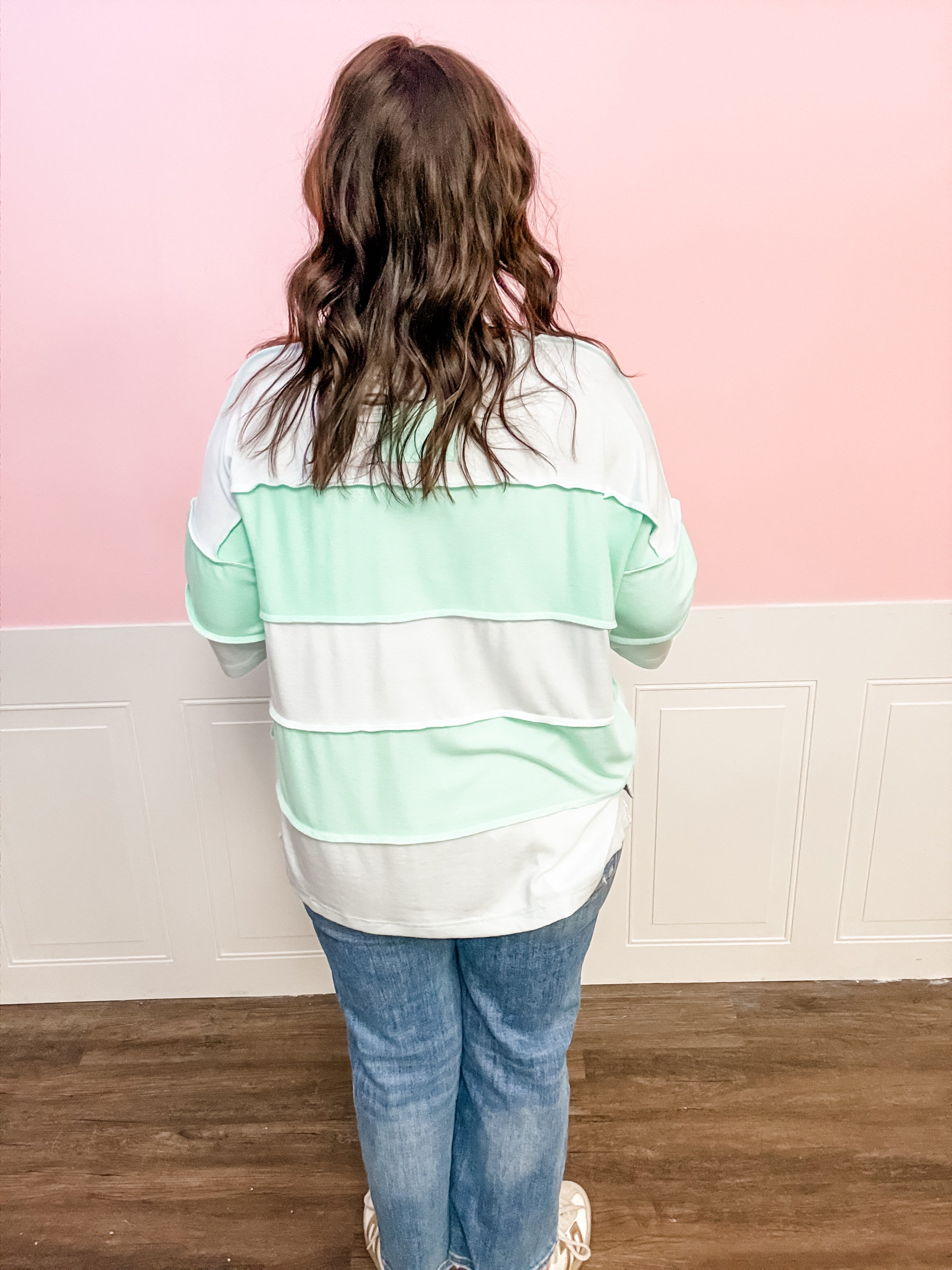 Mint to Be Colorblock Pullover - Just a Small Town Girl