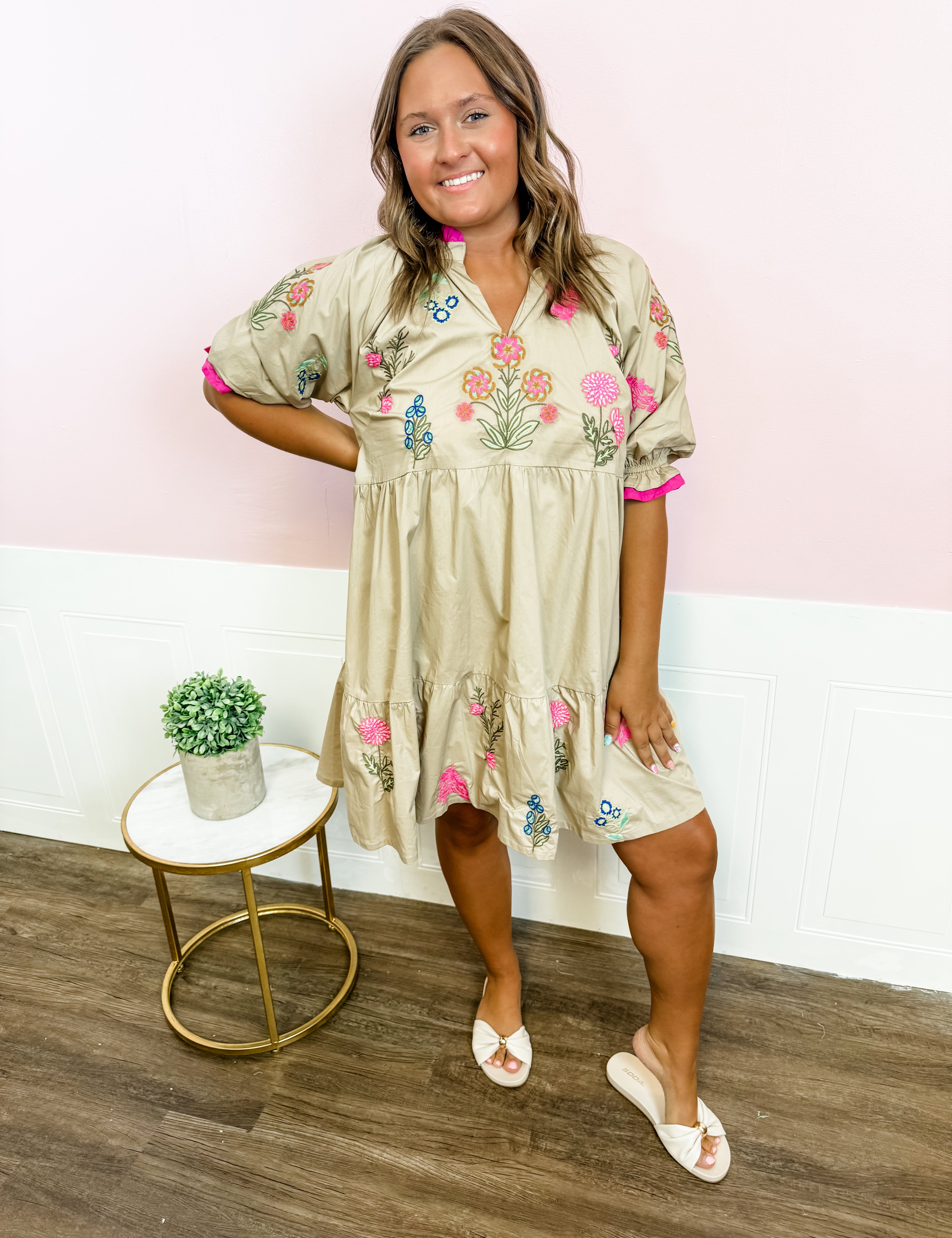 Mocha Blossom Dress - Just a Small Town Girl