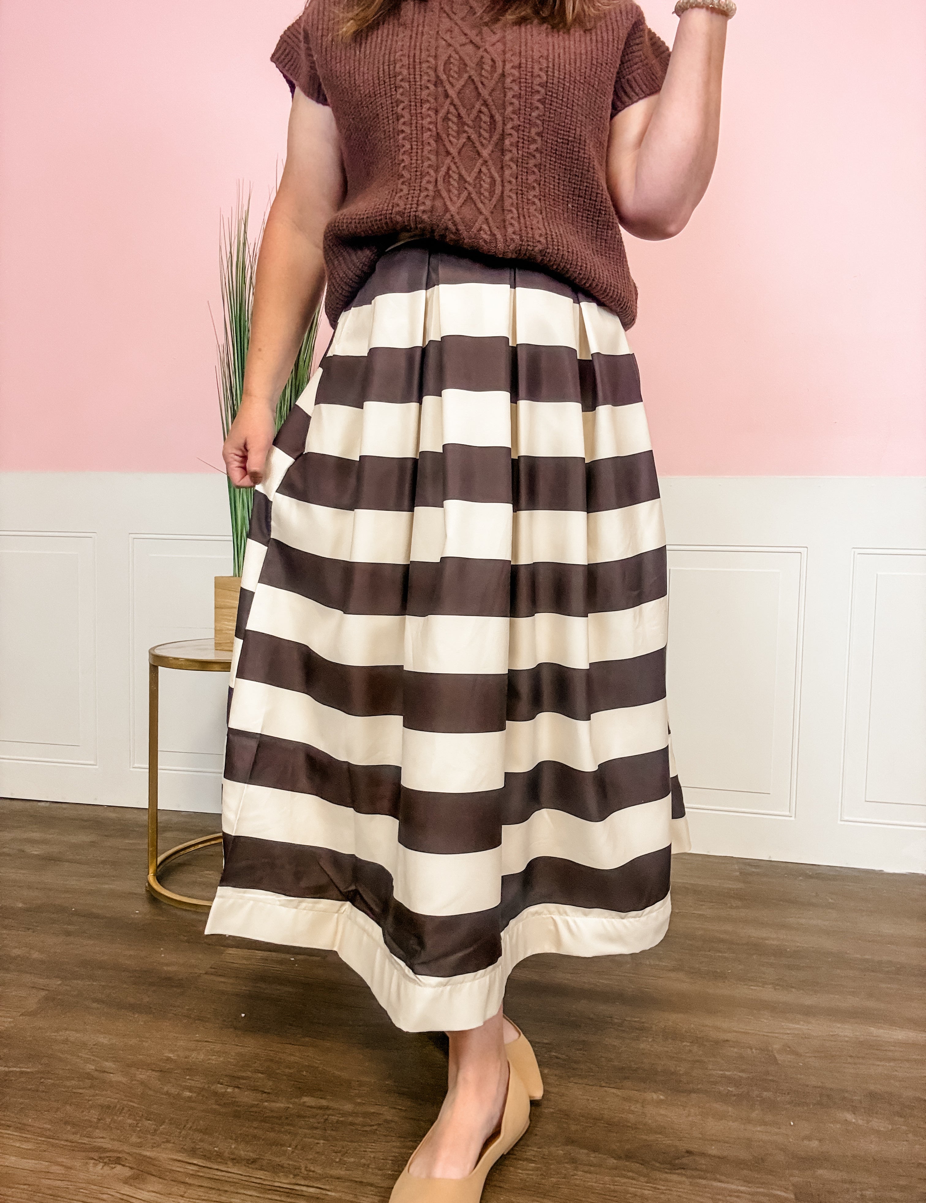 Mocha Moment Striped Skirt - Just a Small Town Girl