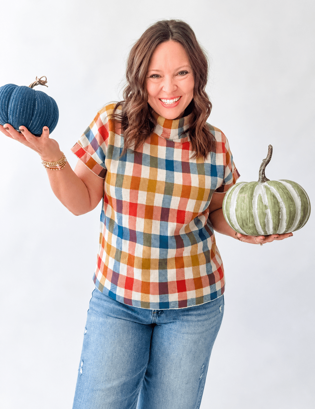 Multi Gingham Sweater Top - Just a Small Town Girl