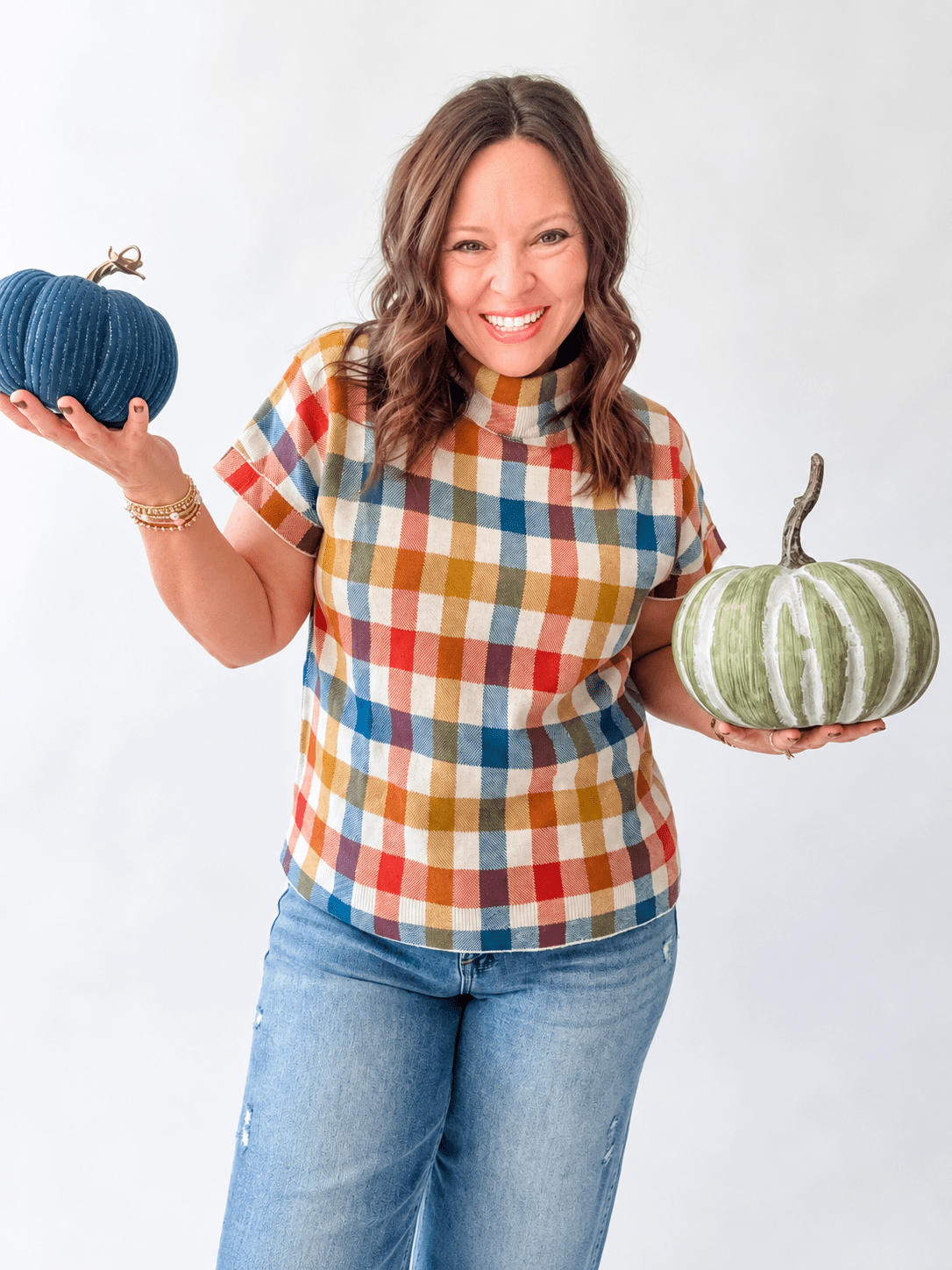 Multi Gingham Sweater Top - Just a Small Town Girl