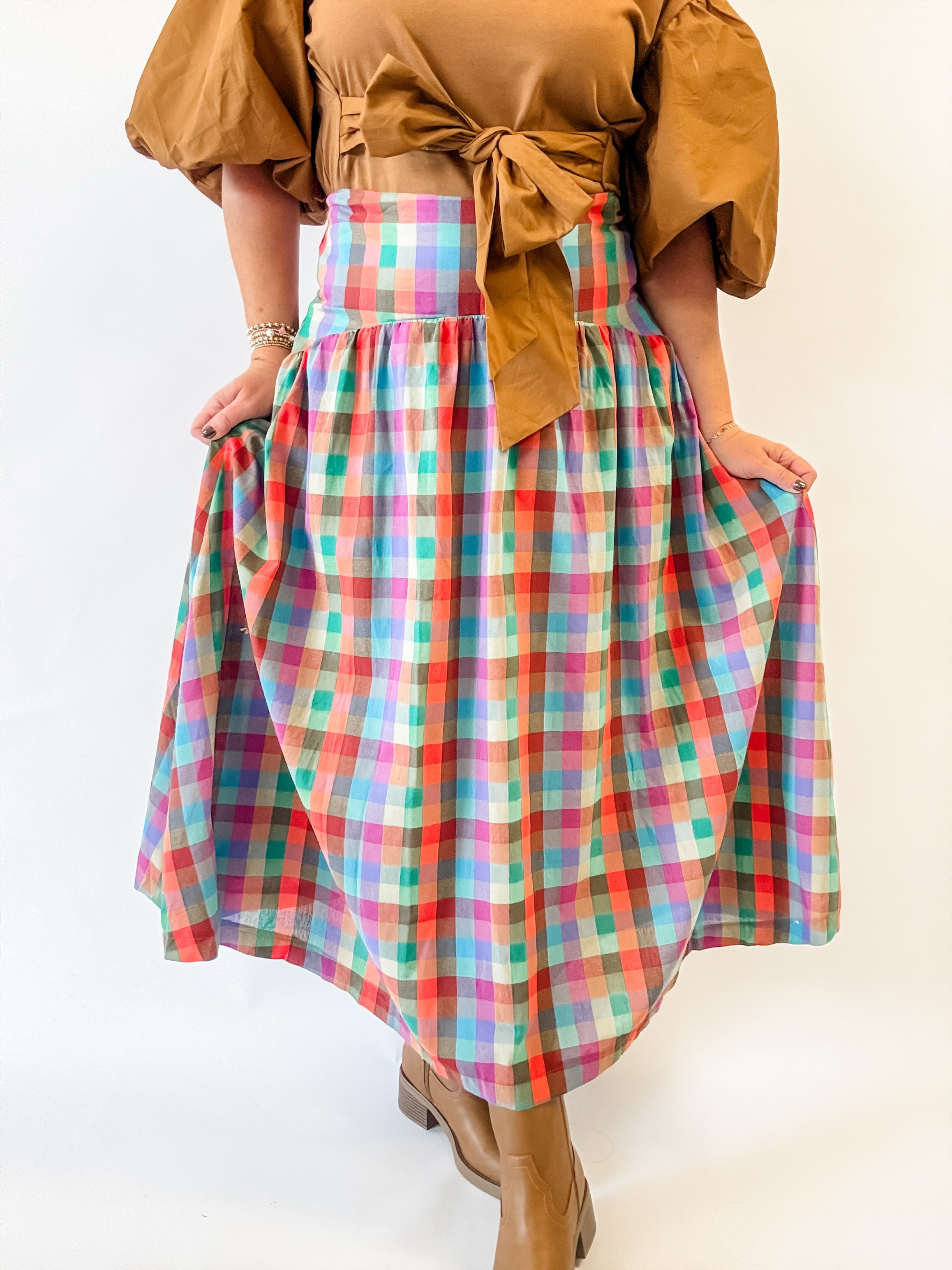 Multi Plaid Skirt - Just a Small Town Girl