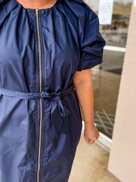 Navy Tie Harbor Dress - Just a Small Town Girl