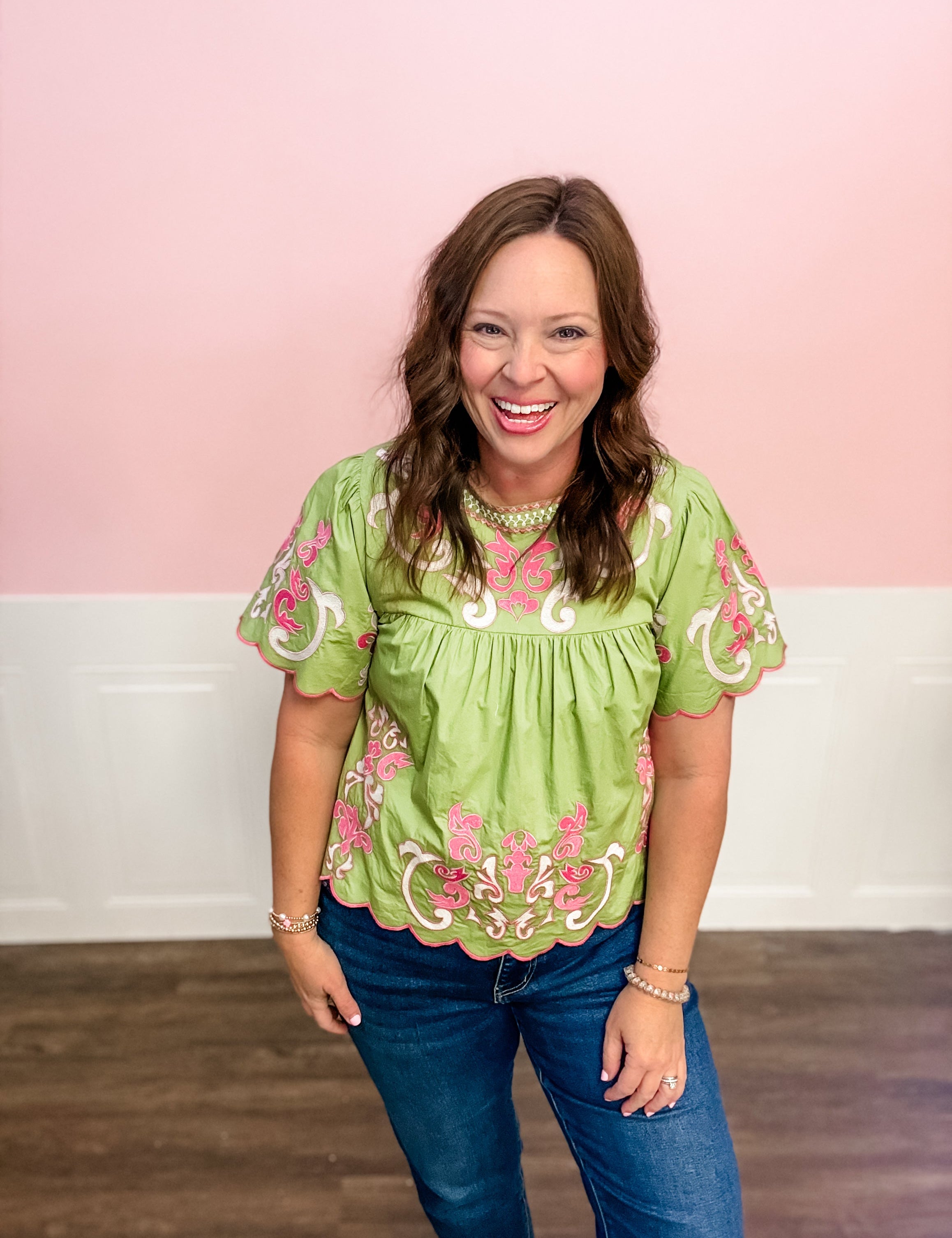 Olive Grove Embroidered Top - Just a Small Town Girl