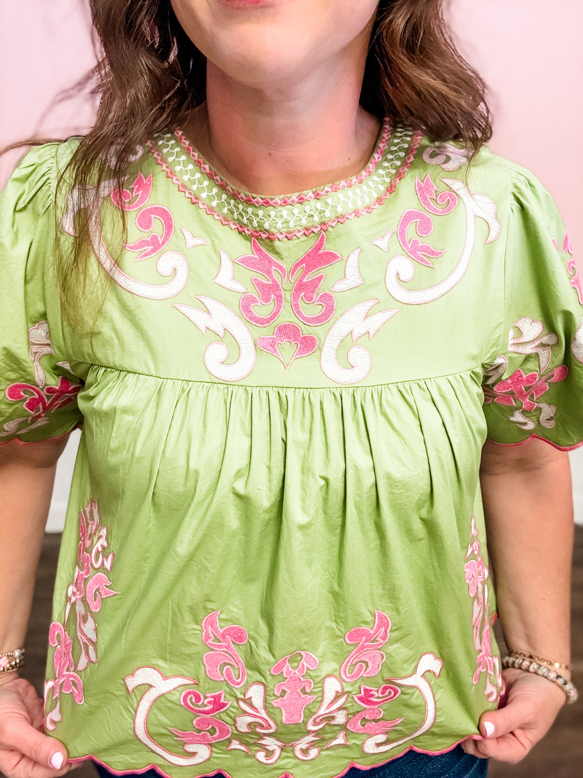 Olive Grove Embroidered Top - Just a Small Town Girl