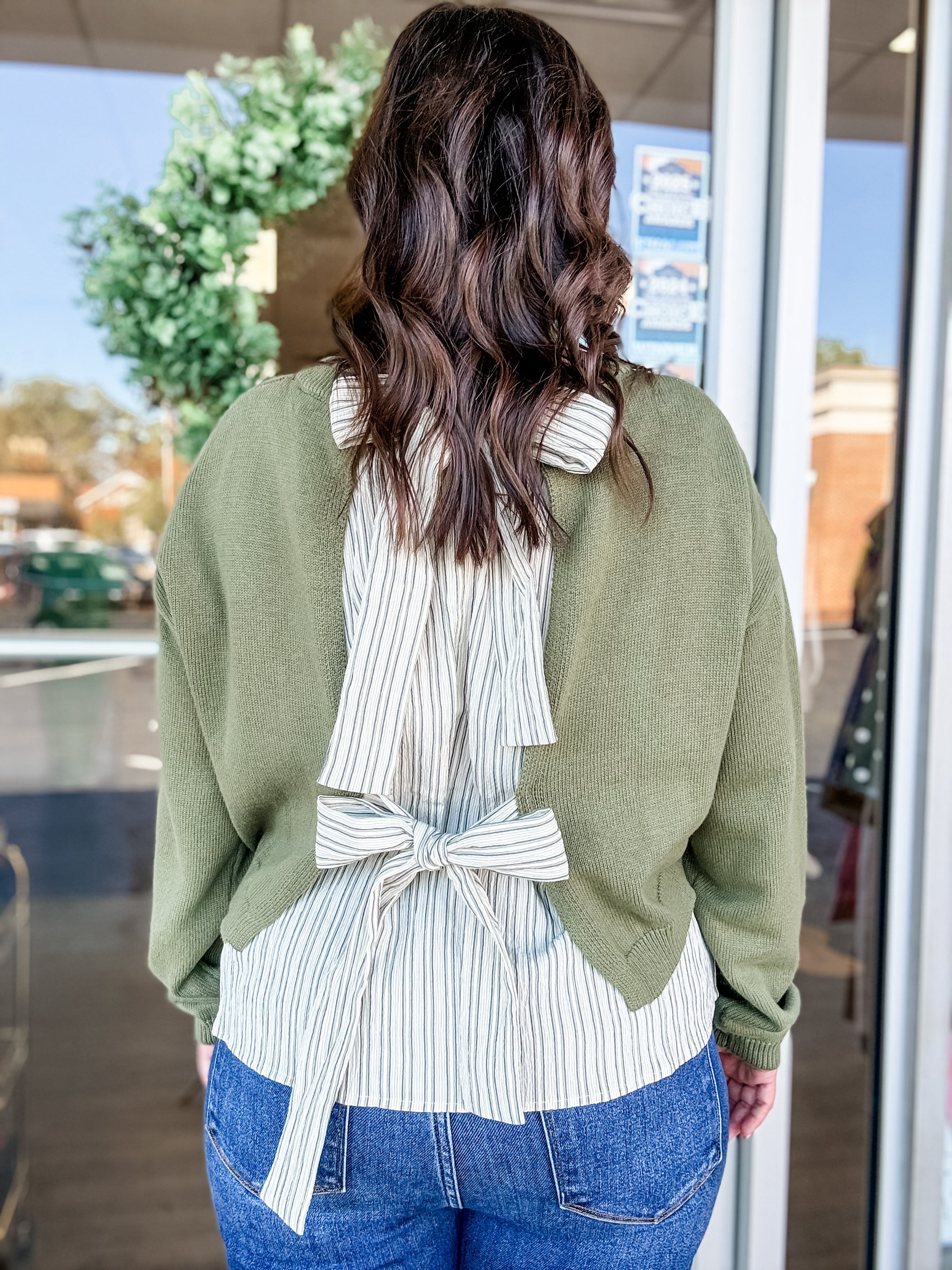 Olive Layered Ruffle Hem Sweater - Just a Small Town Girl