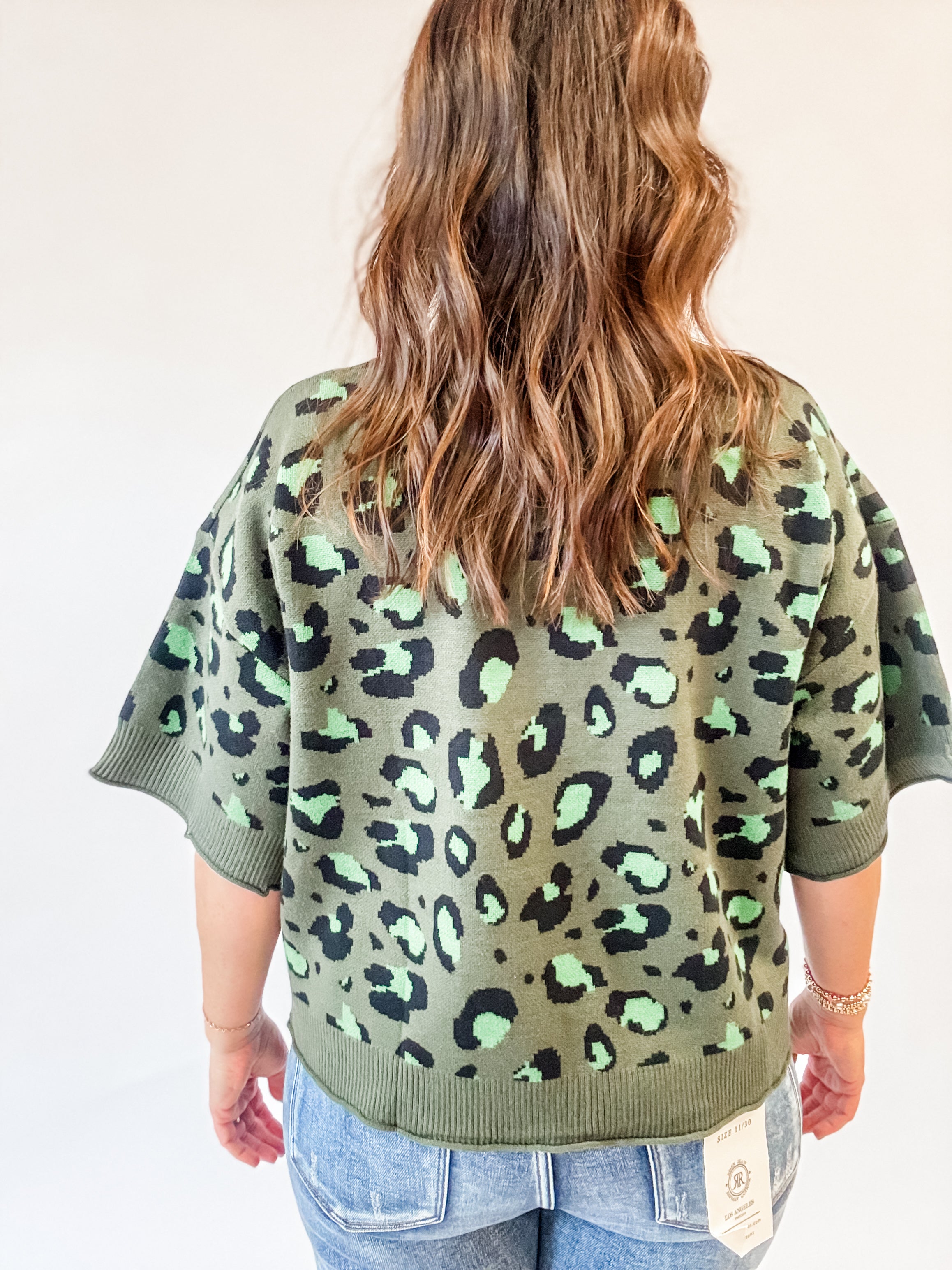 Olive Leopard Sweater Top - Just a Small Town Girl