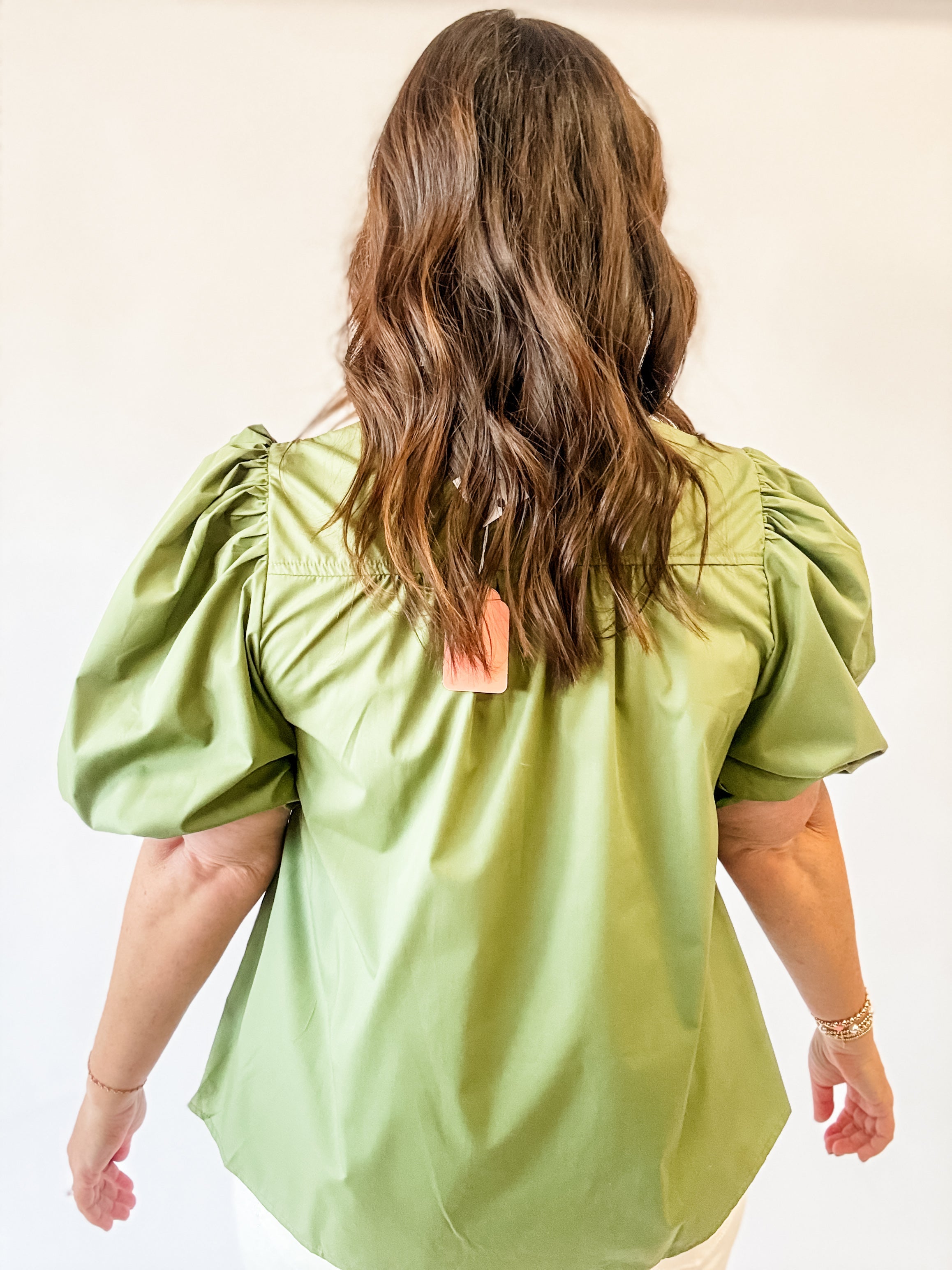 Olive Puff Sleeve Top - Just a Small Town Girl