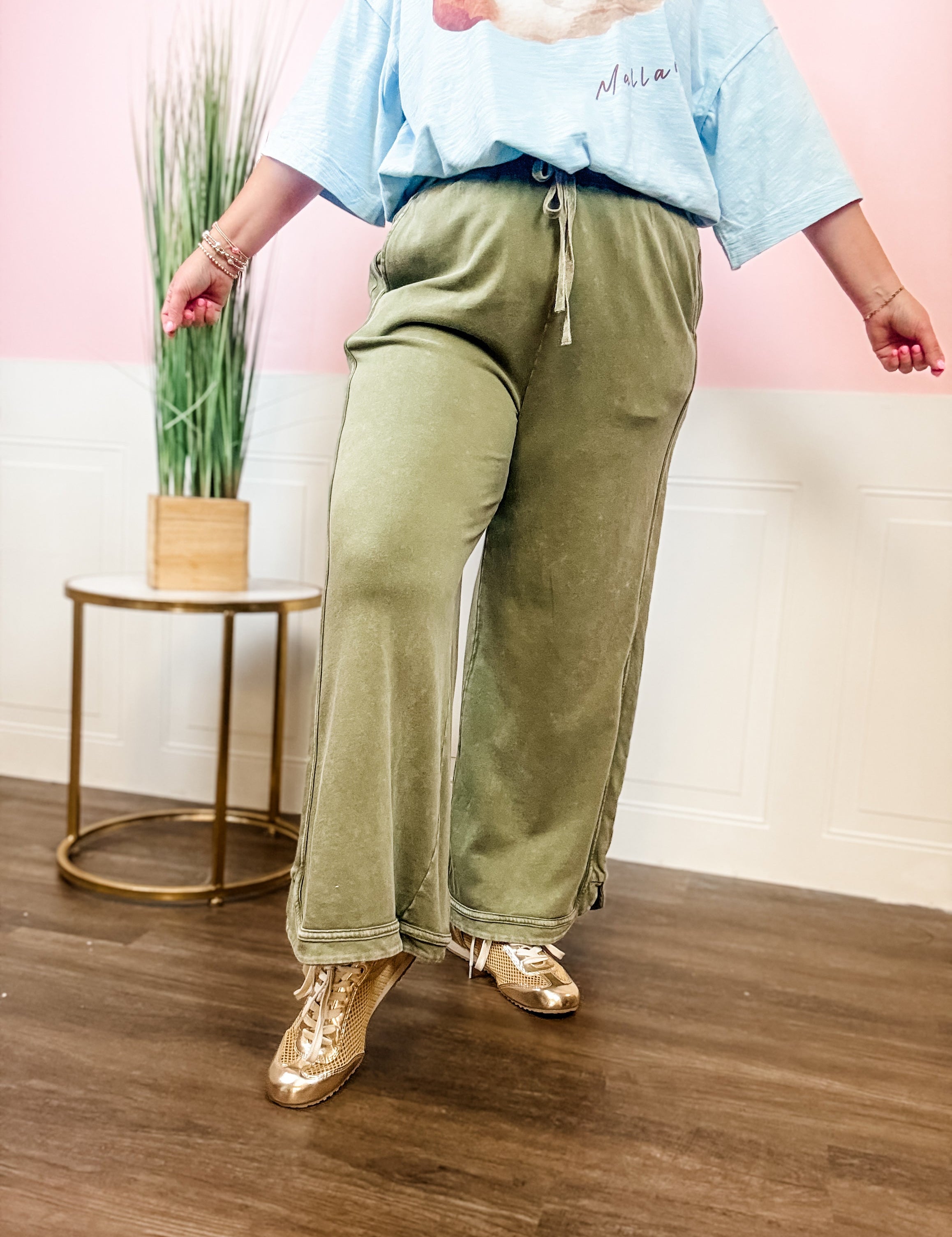 Olive Smocked Waist Pants - Just a Small Town Girl