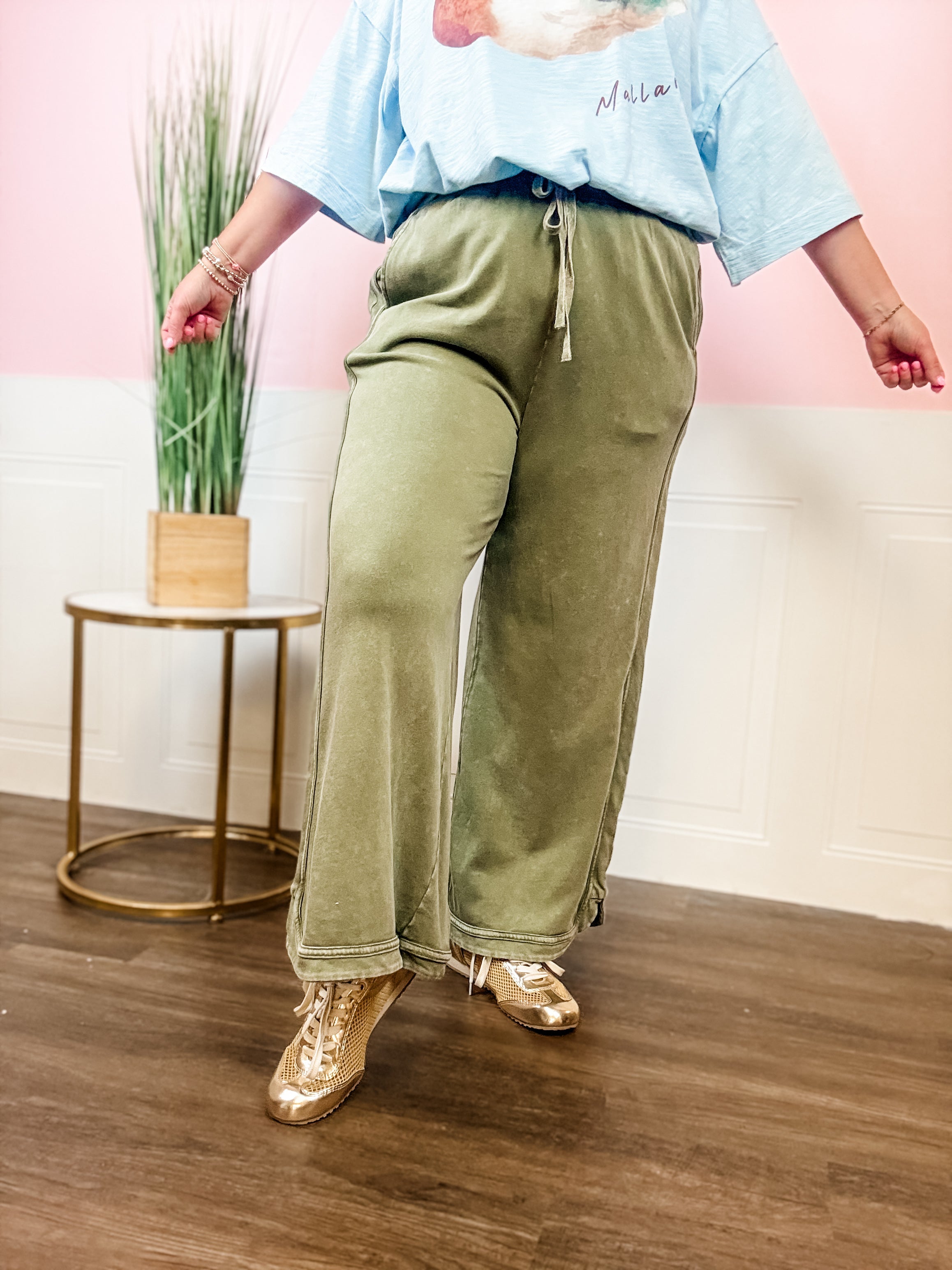 Olive Smocked Waist Pants - Just a Small Town Girl