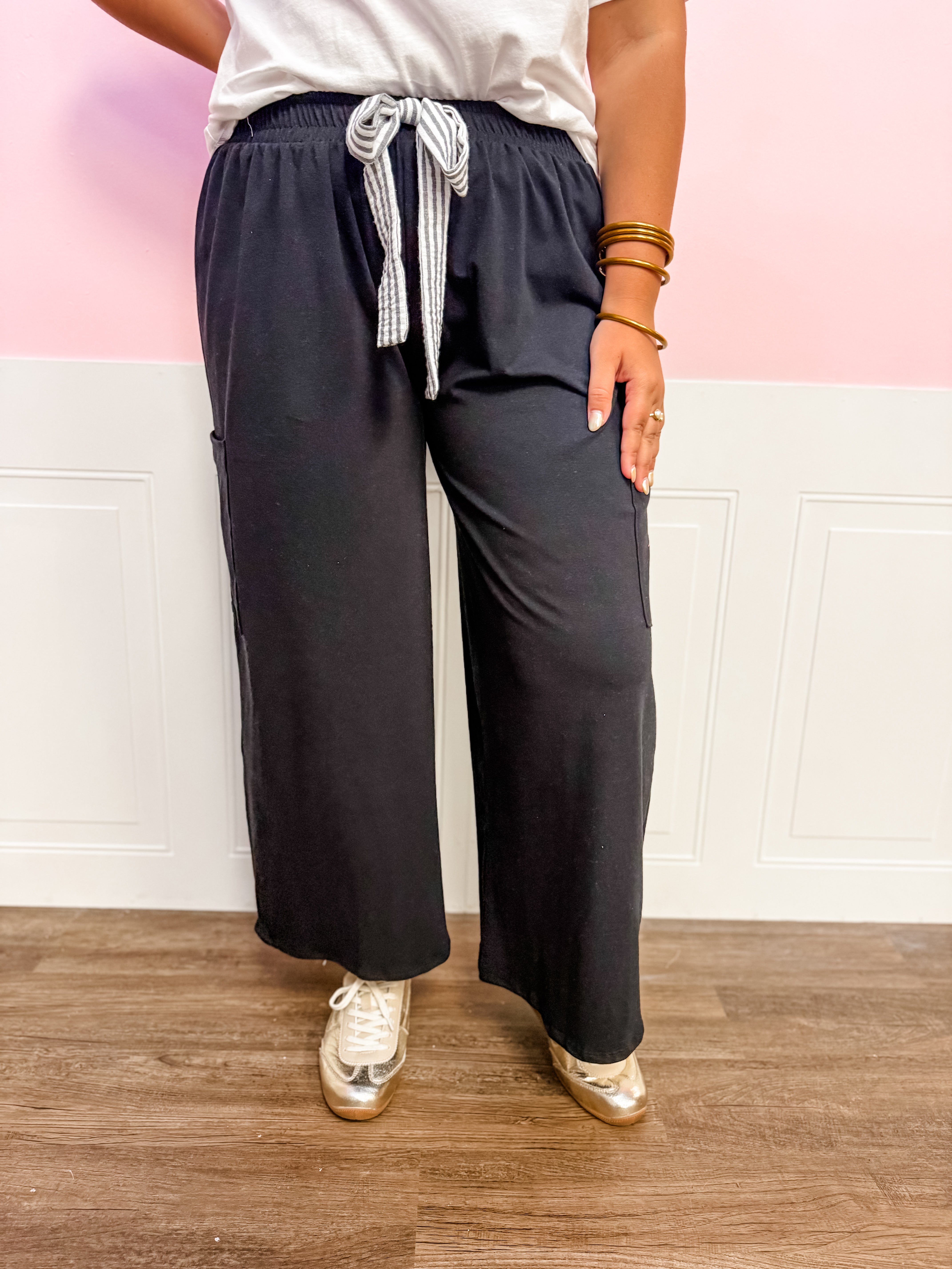 On the Go Tie - Waist Lounge Pants - Just a Small Town Girl