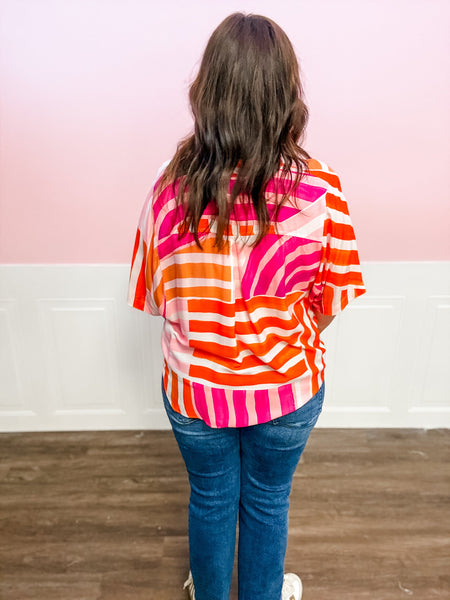Orange Crush Stripe Blouse - Just a Small Town Girl