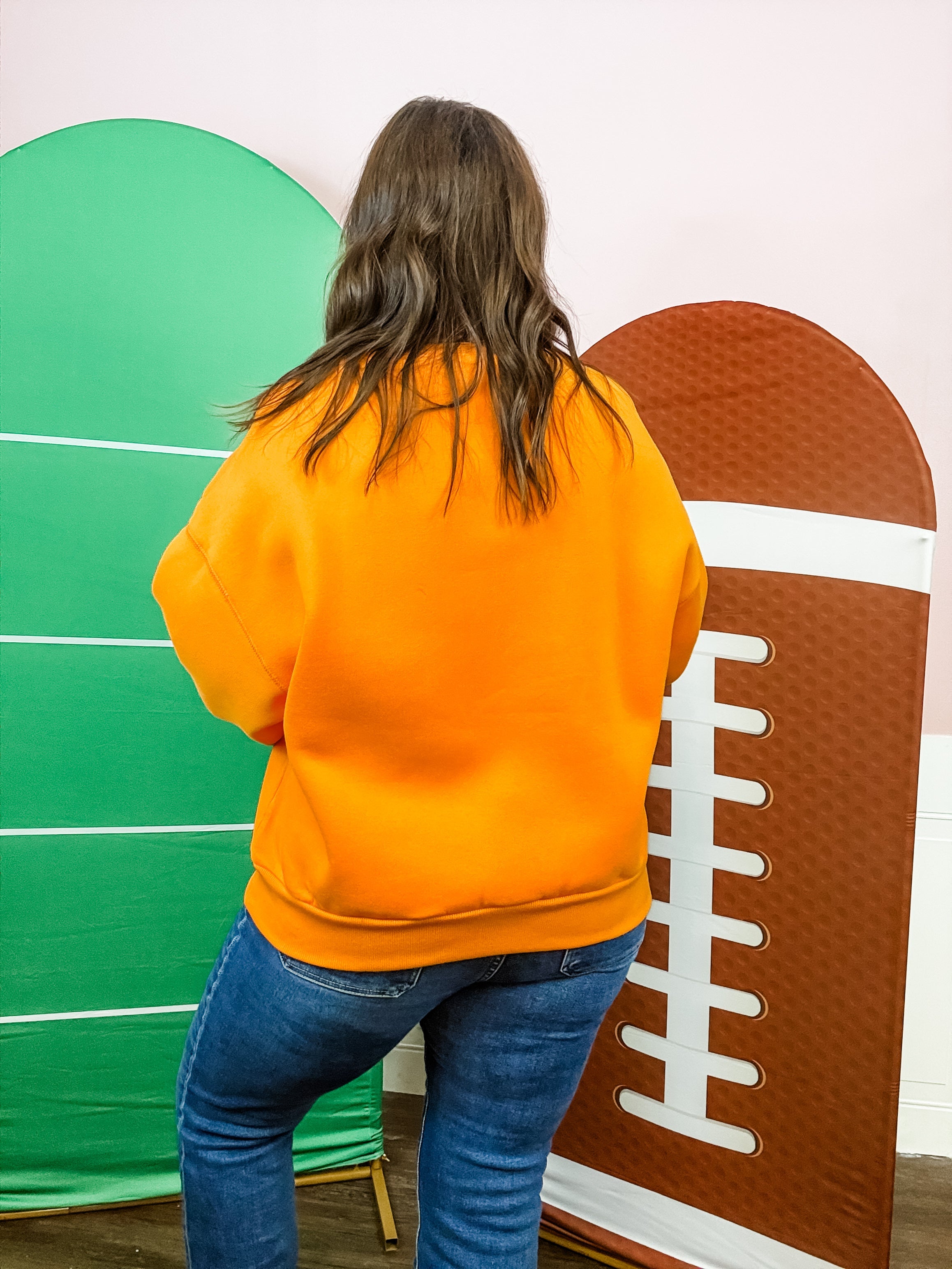 Orange Gameday Varsity Sweatshirt - Just a Small Town Girl