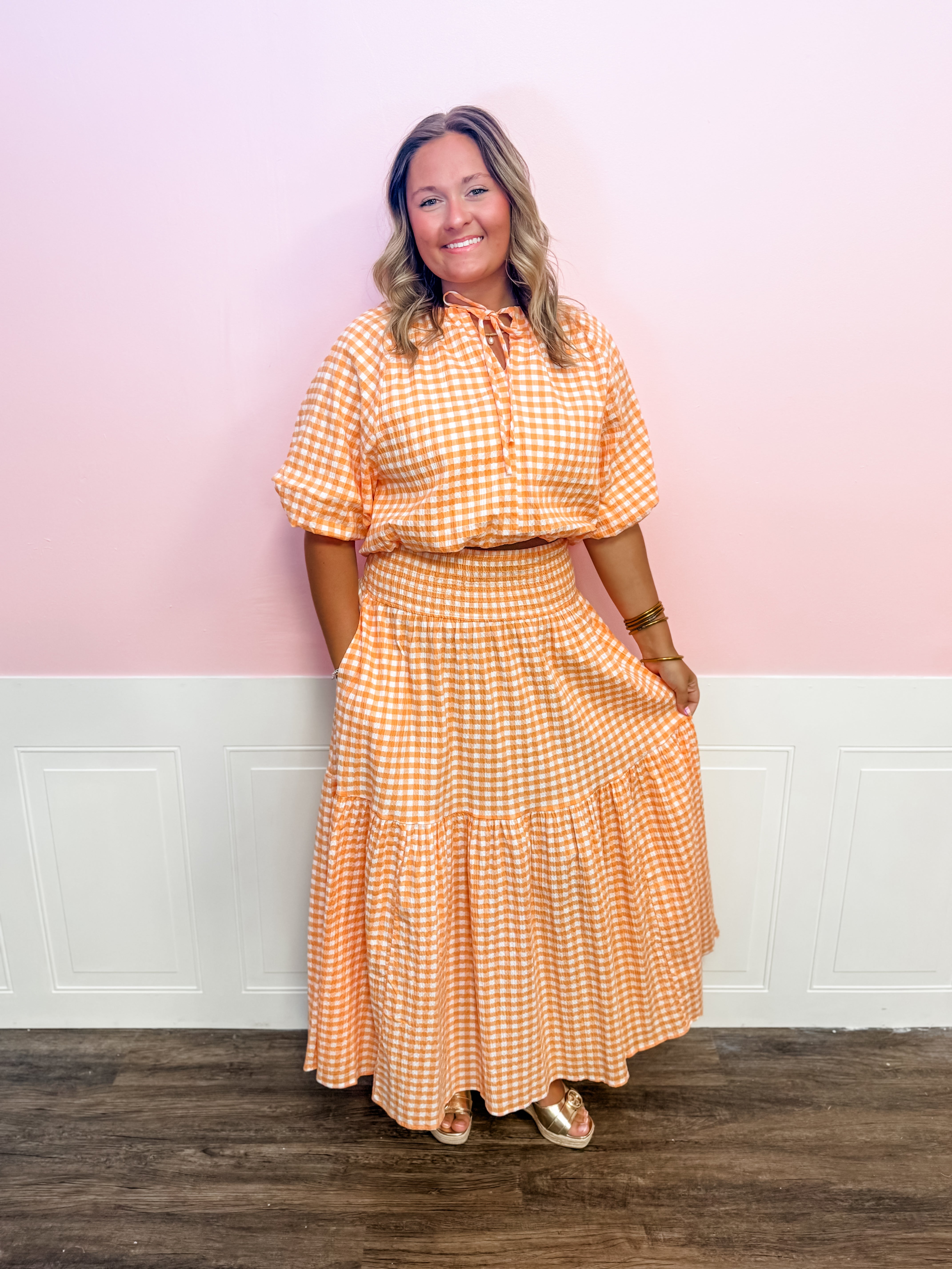 Orange Grove Gingham Skirt - Just a Small Town Girl