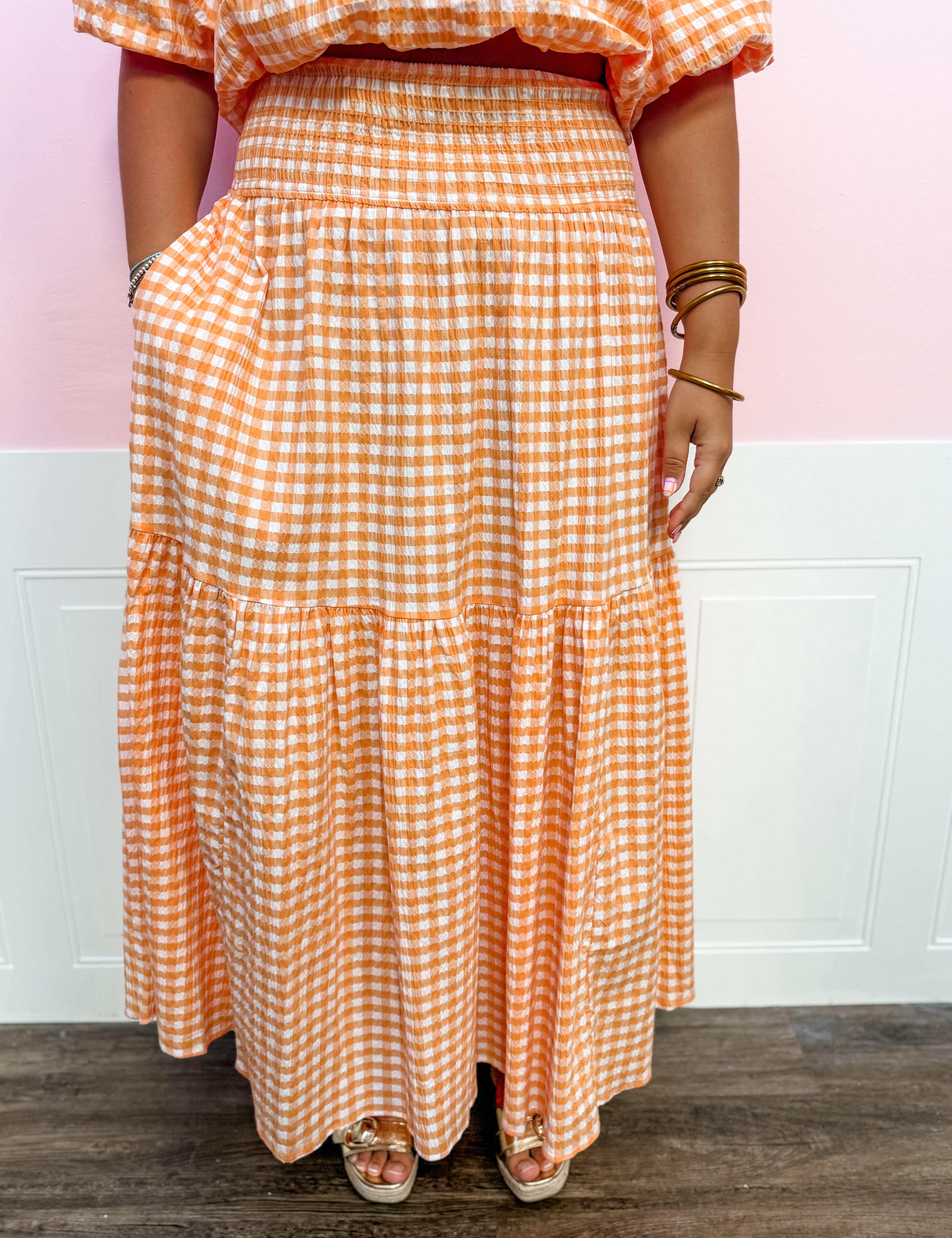 Orange Grove Gingham Skirt - Just a Small Town Girl