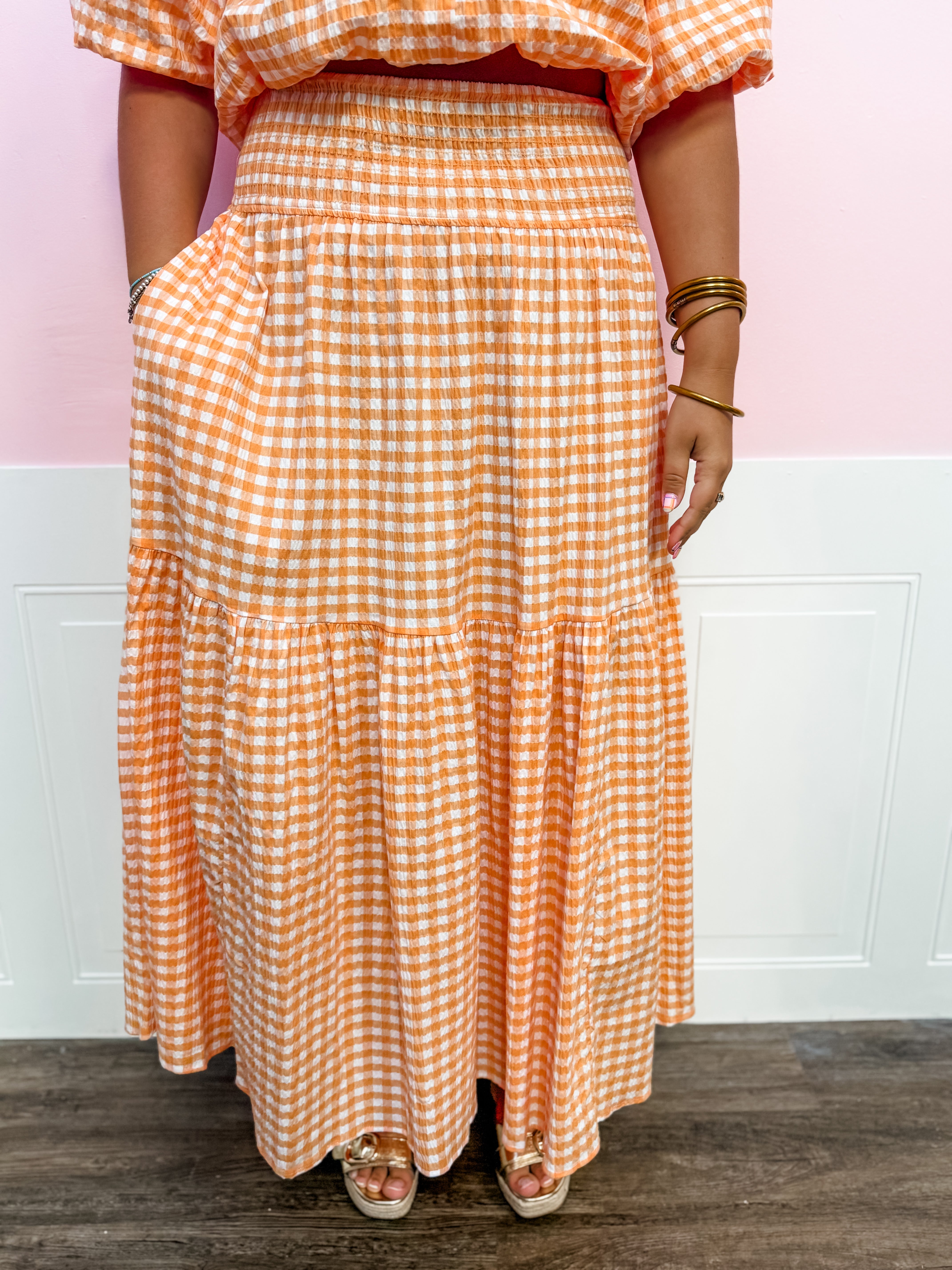 Orange Grove Gingham Skirt - Just a Small Town Girl