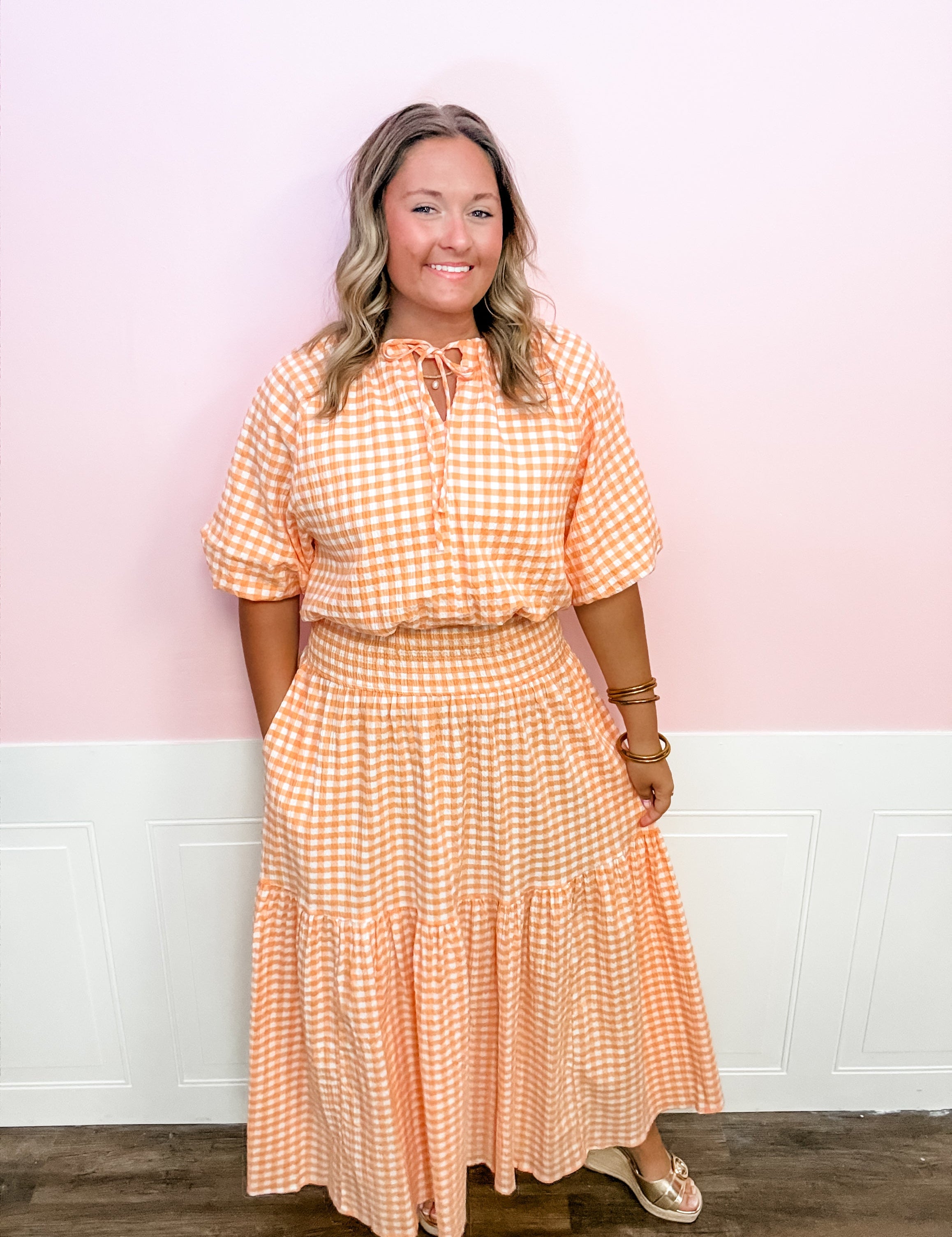 Orange Grove Gingham Top - Just a Small Town Girl