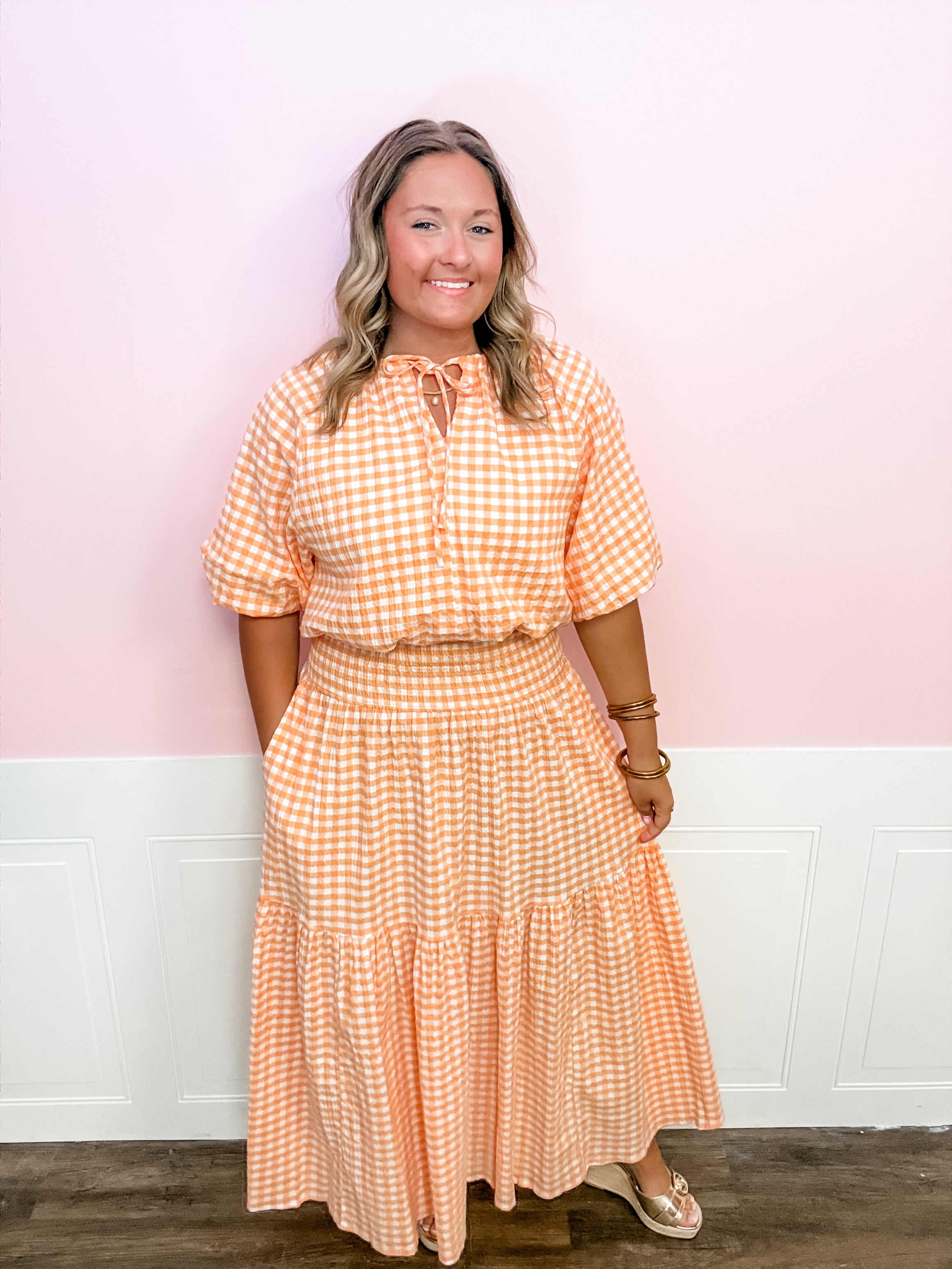 Orange Grove Gingham Top - Just a Small Town Girl