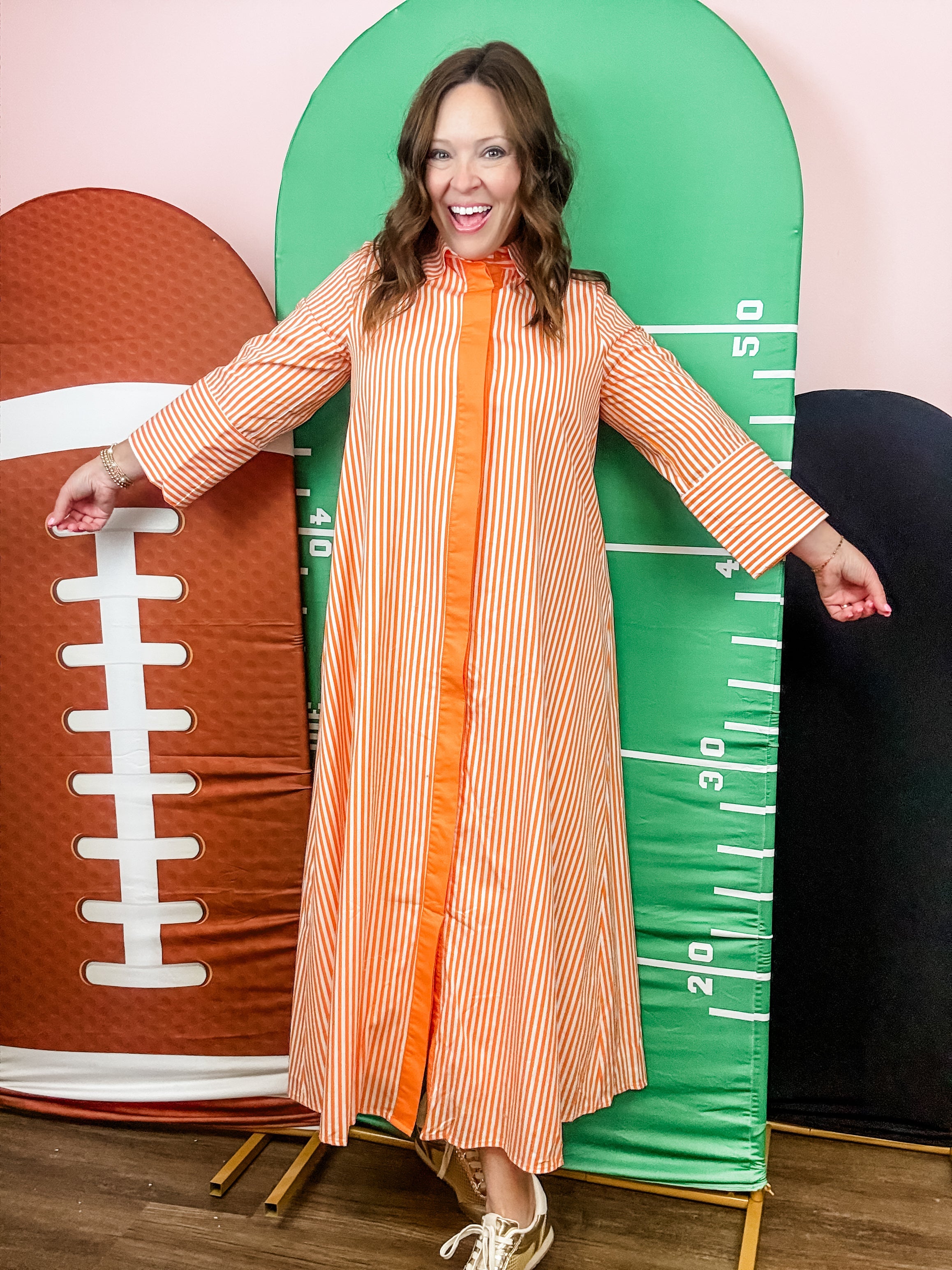 Orange Stripe Collared Shirtdress - Just a Small Town Girl