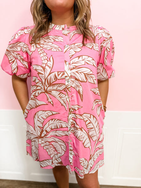 Palm Breeze Pink Mini Dress - Just a Small Town Girl