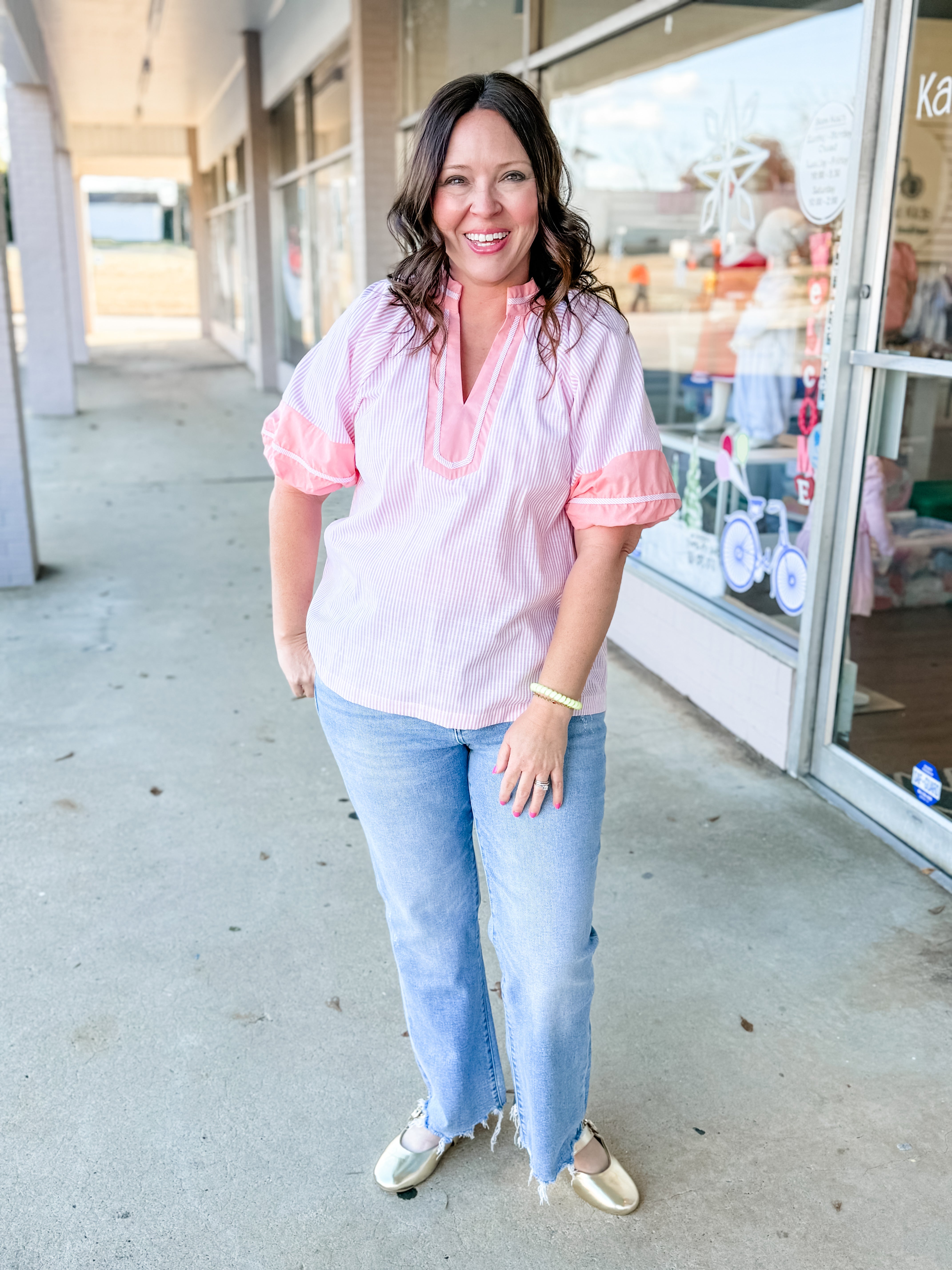Peach Harbor Stripe Blouse - Just a Small Town Girl