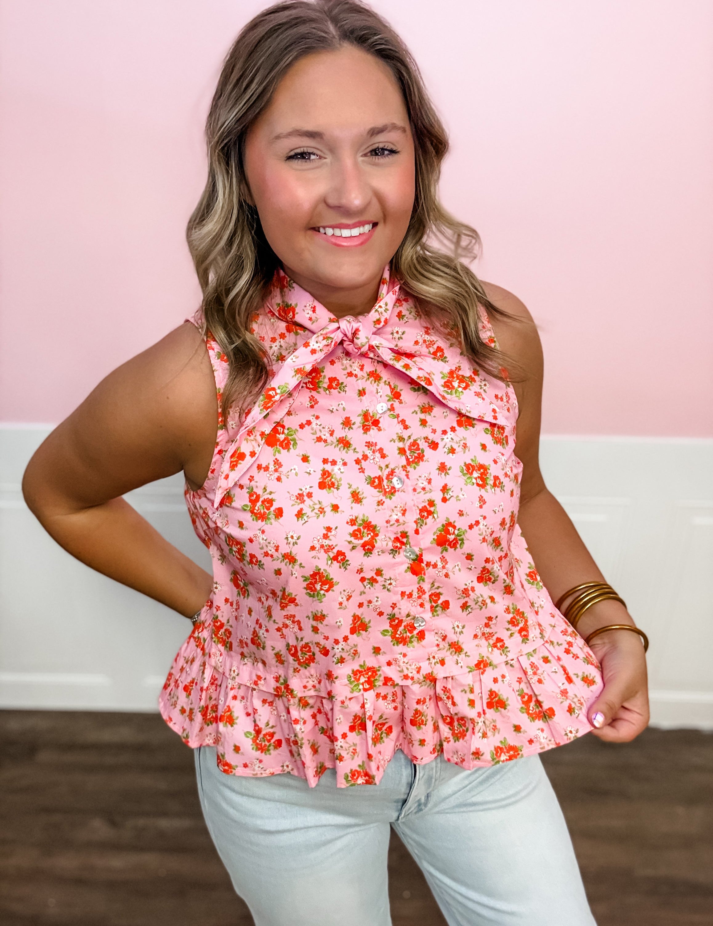 Peachy Petals Ruffle Top - Just a Small Town Girl