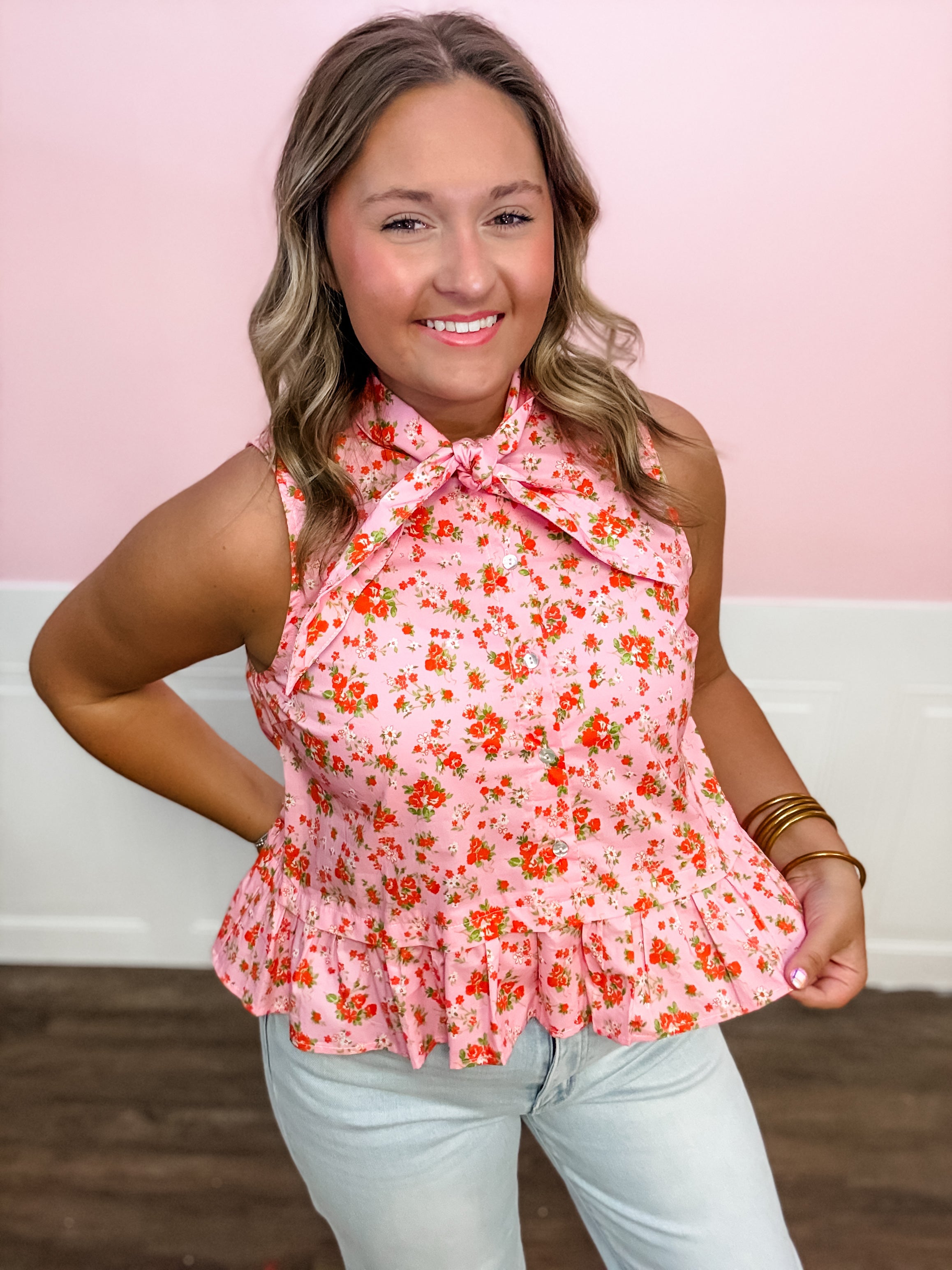 Peachy Petals Ruffle Top - Just a Small Town Girl