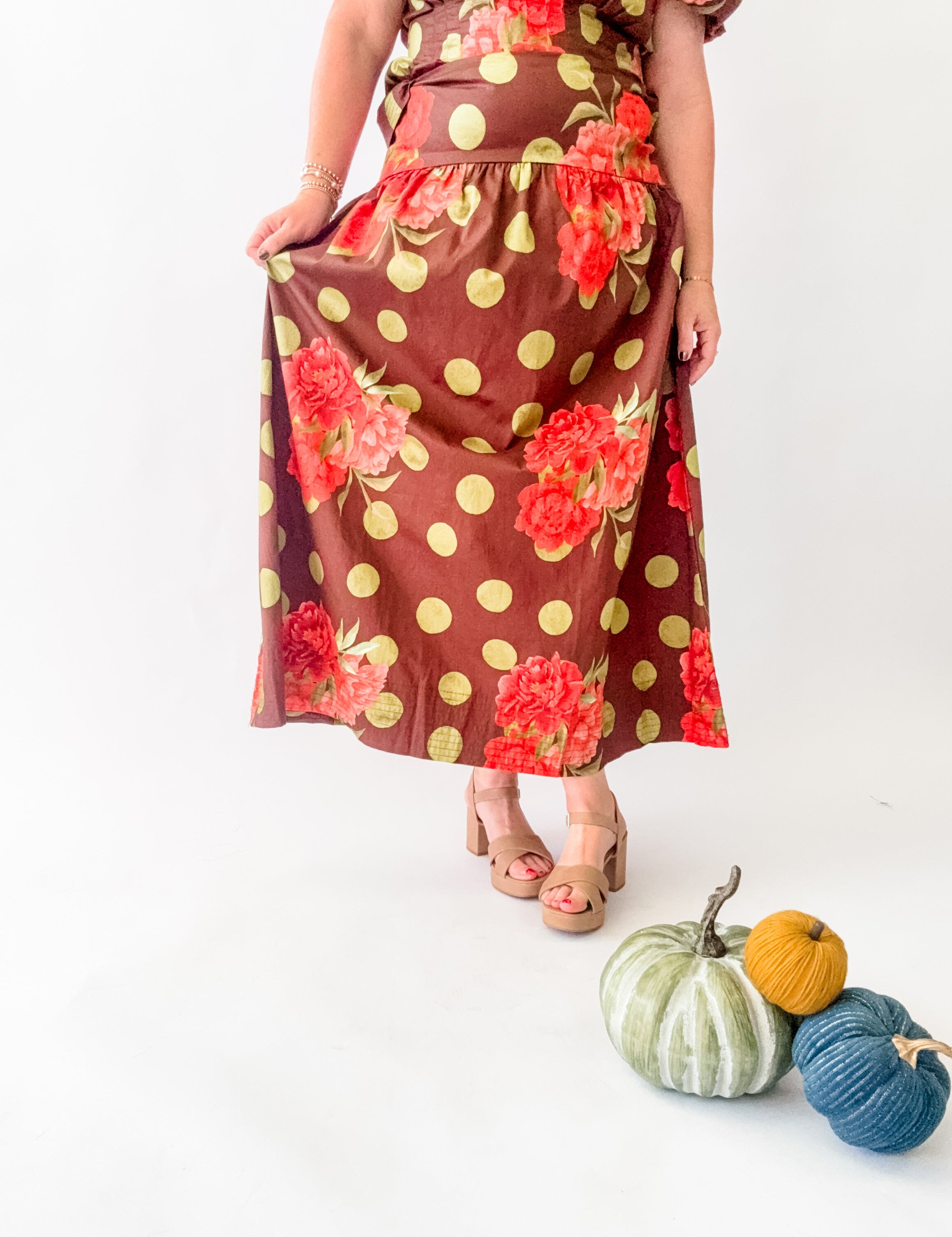 Peony Party Polka Dot Maxi Skirt - Just a Small Town Girl
