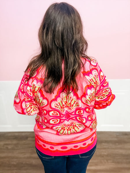 Pink Jubilee Statement Top - Just a Small Town Girl