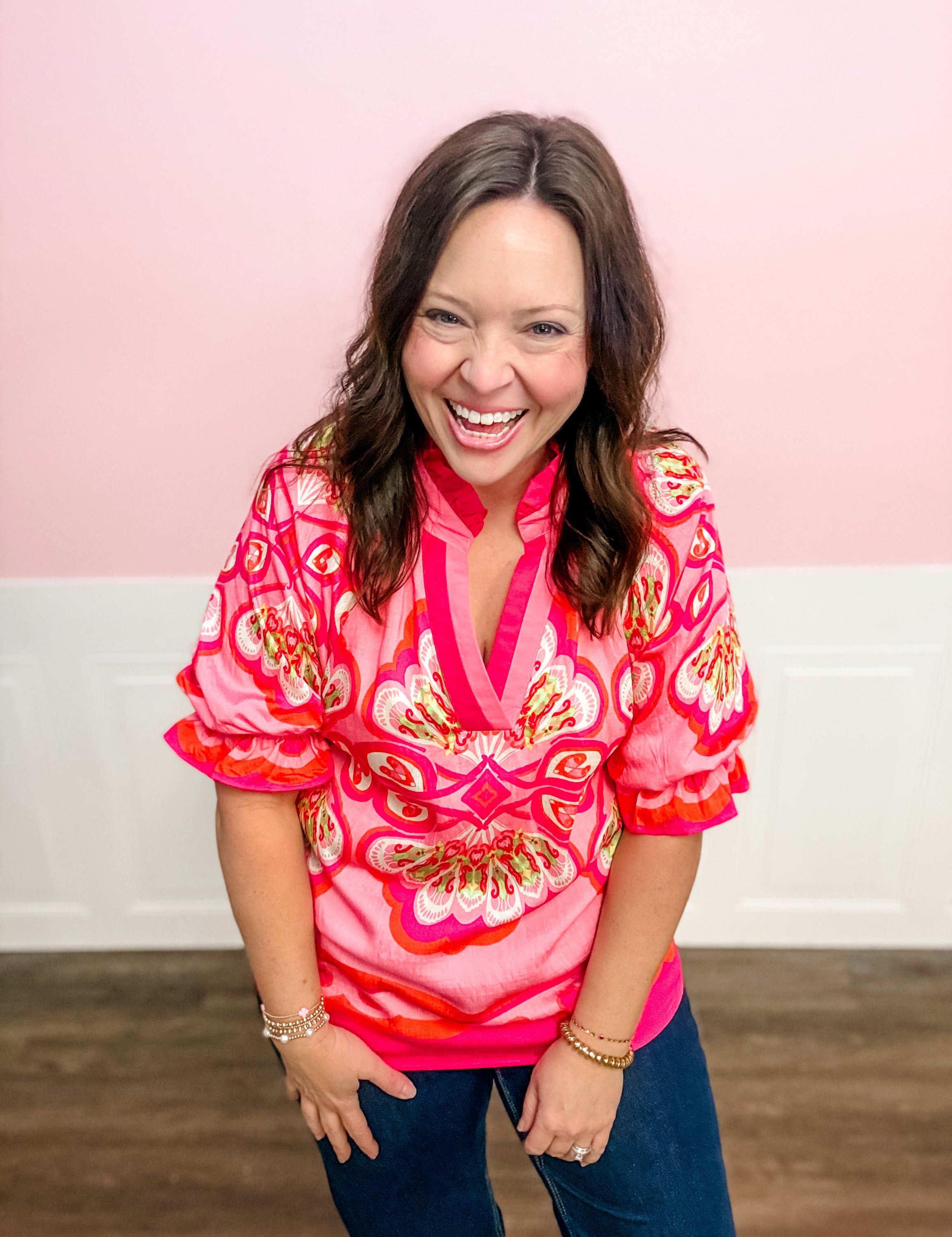 Pink Jubilee Statement Top - Just a Small Town Girl