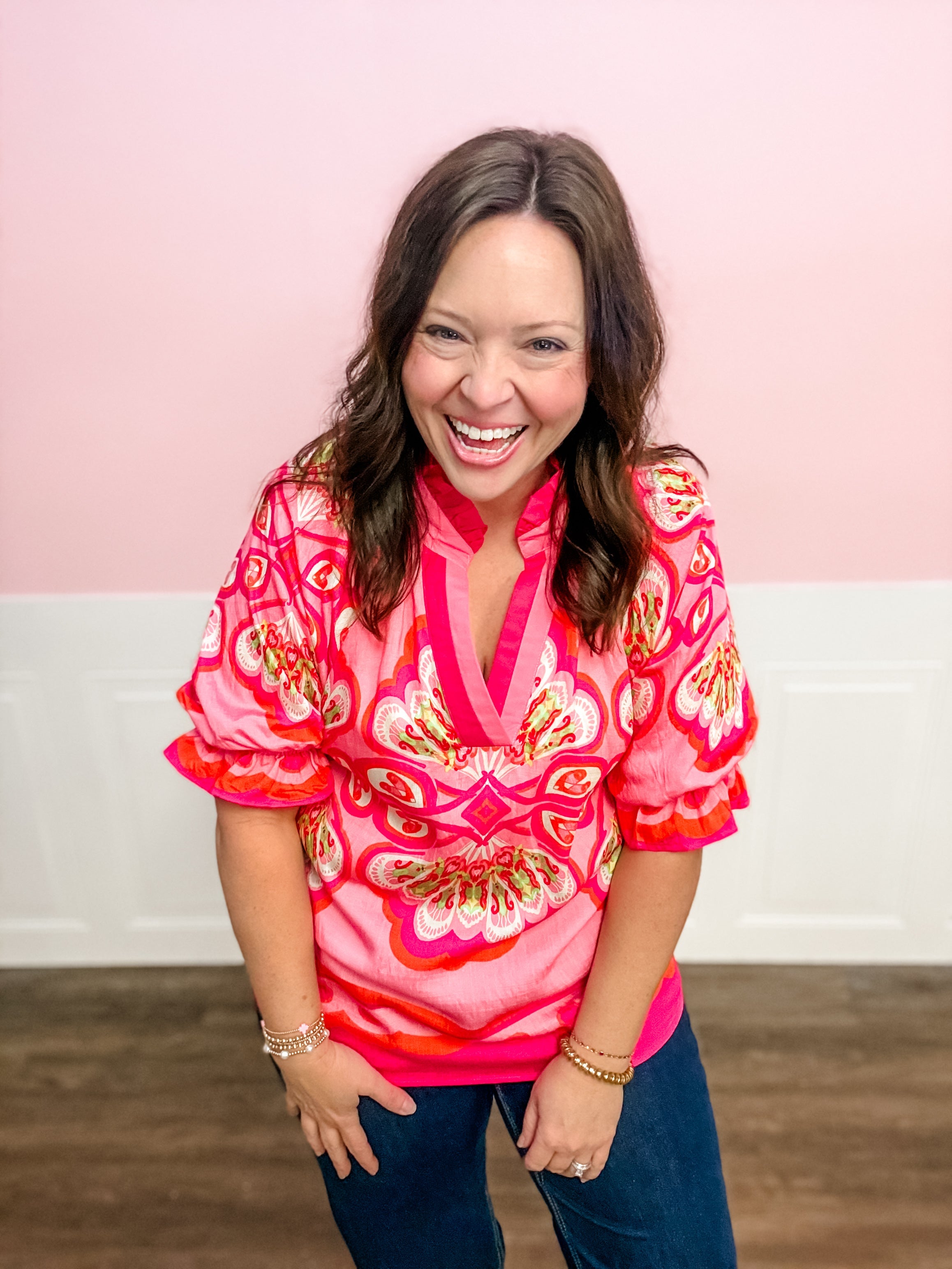 Pink Jubilee Statement Top - Just a Small Town Girl