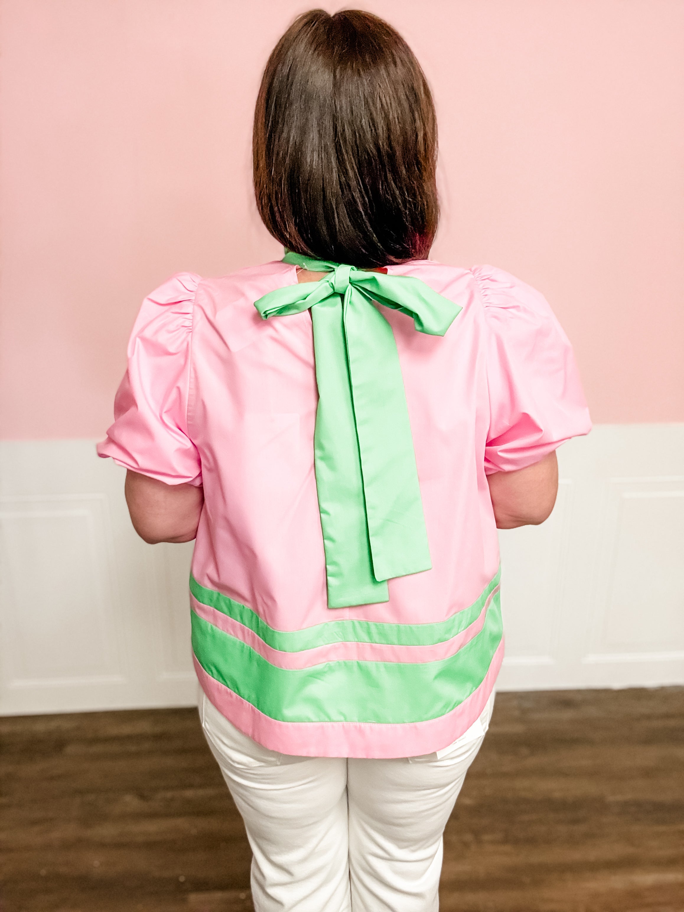 Pink Lemonade Contrast Collar Top - Just a Small Town Girl