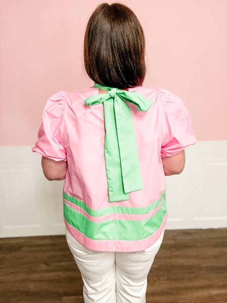 Pink Lemonade Contrast Collar Top - Just a Small Town Girl
