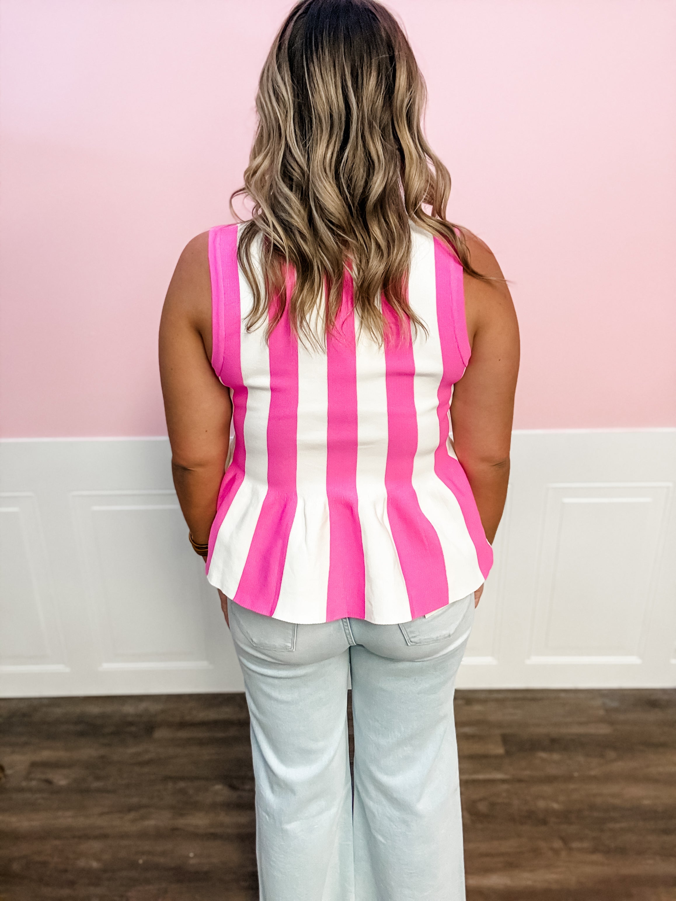 Pink Lemonade Stripe Knit Tank - Just a Small Town Girl