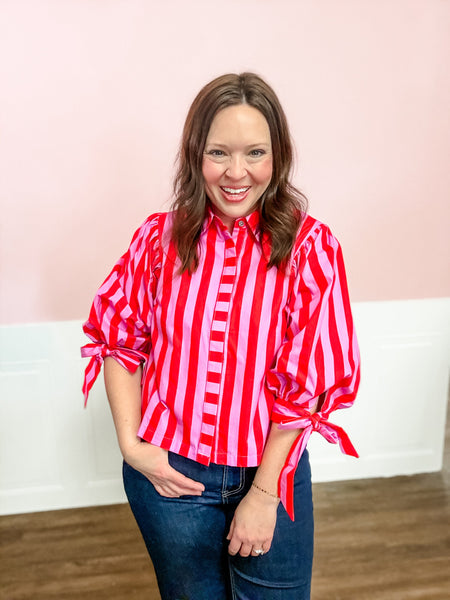 Pink Parade Stripe Blouse - Just a Small Town Girl