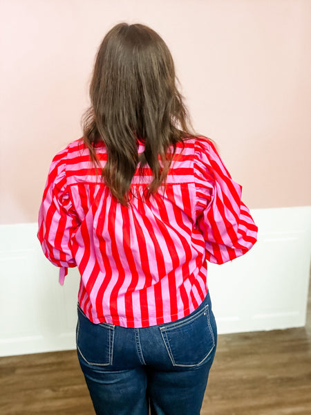 Pink Parade Stripe Blouse - Just a Small Town Girl