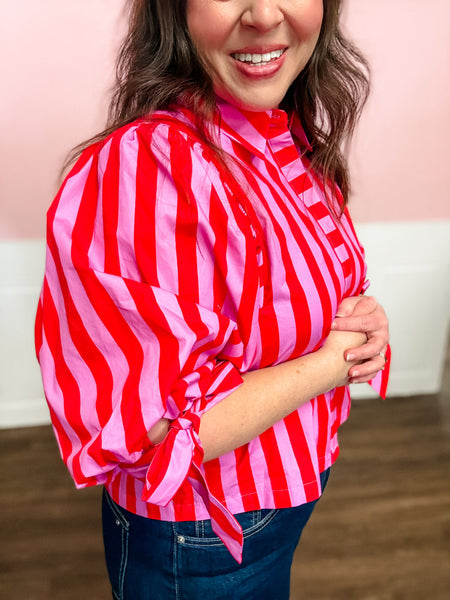 Pink Parade Stripe Blouse - Just a Small Town Girl