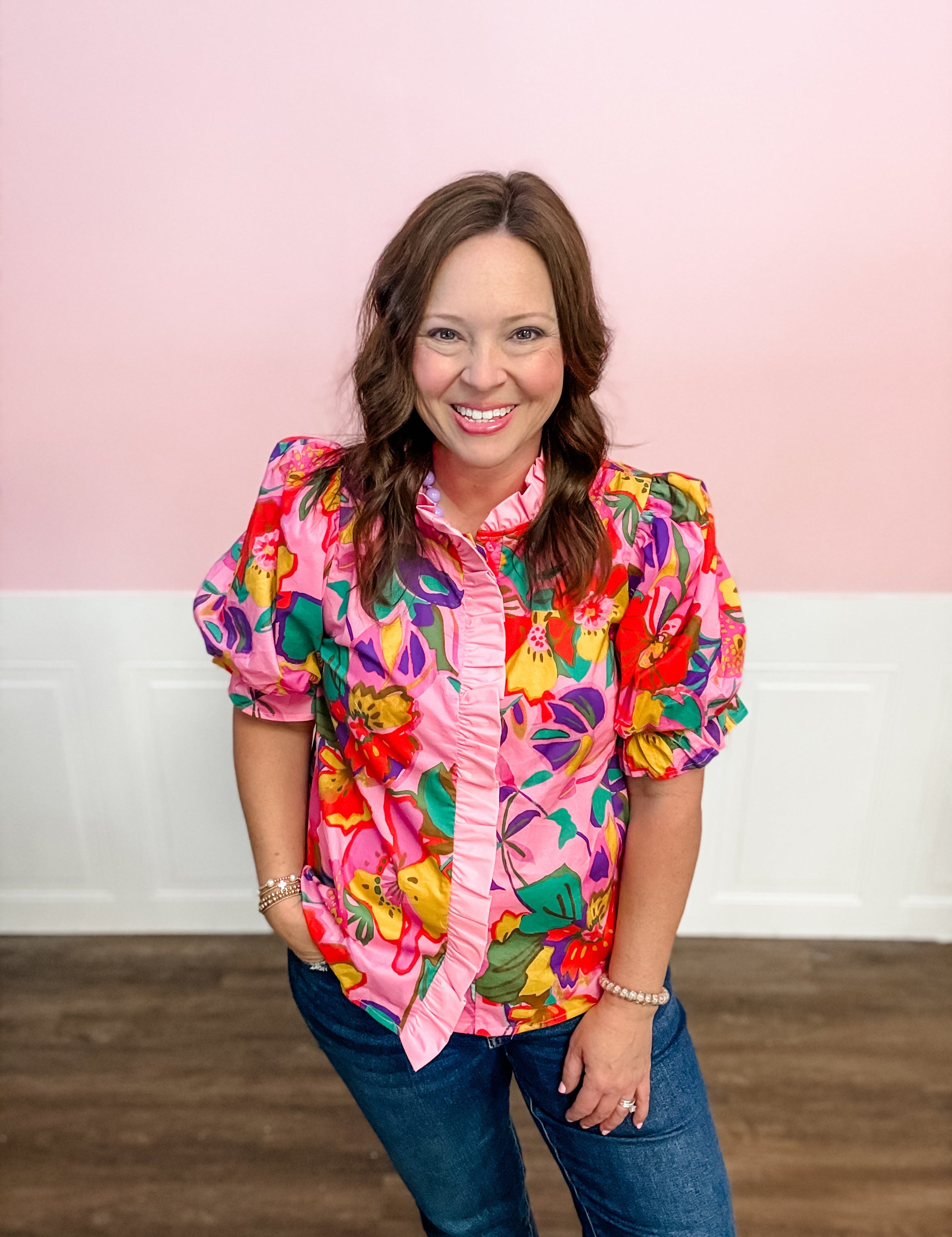 Pink Paradise Bloom Top - Just a Small Town Girl