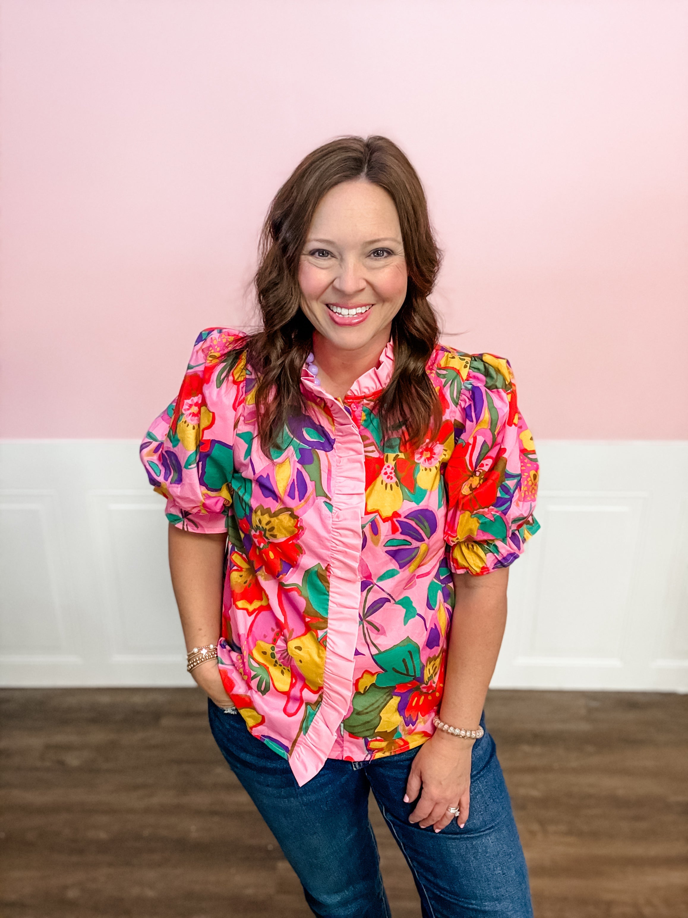 Pink Paradise Bloom Top - Just a Small Town Girl