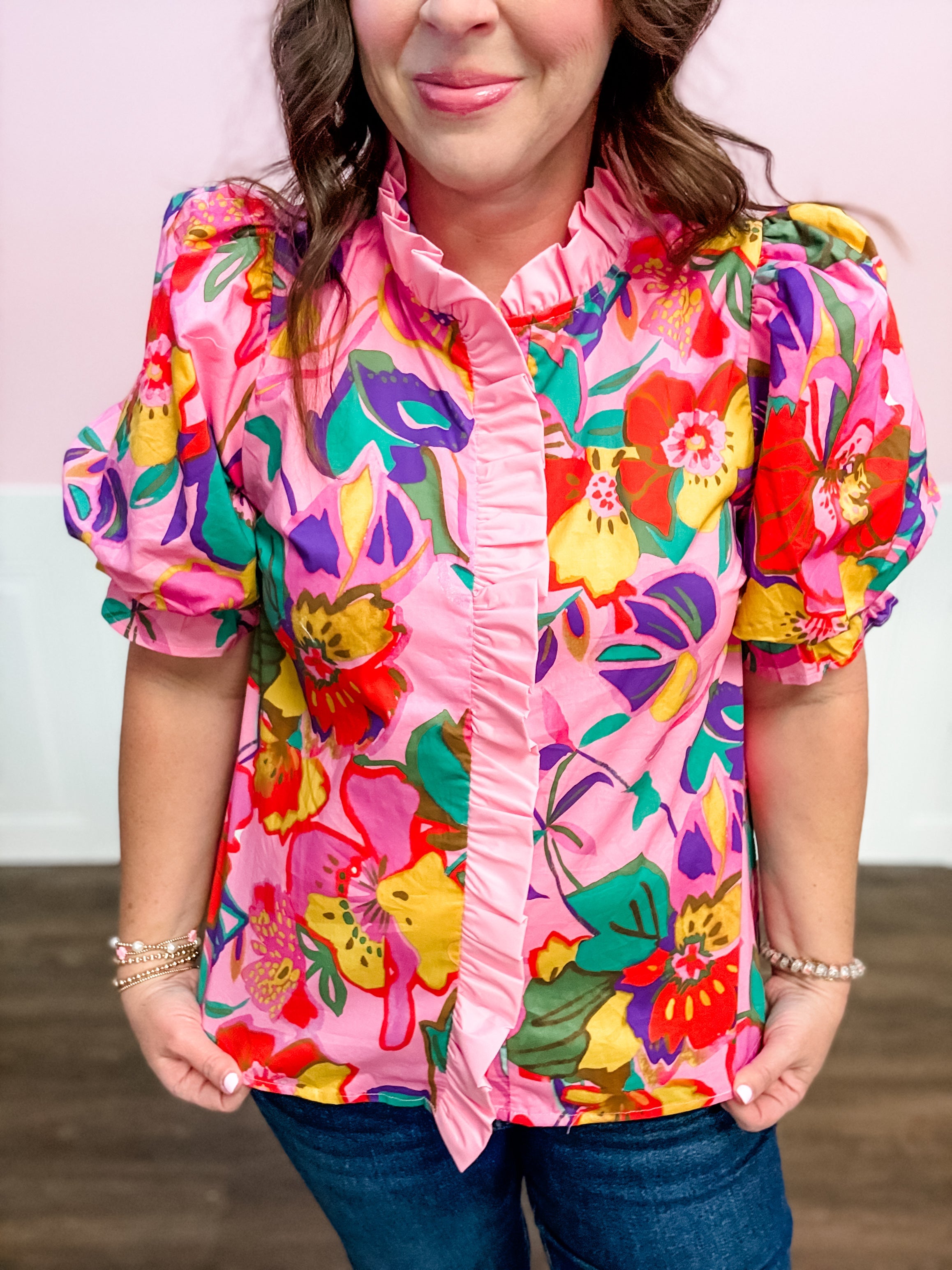 Pink Paradise Bloom Top - Just a Small Town Girl