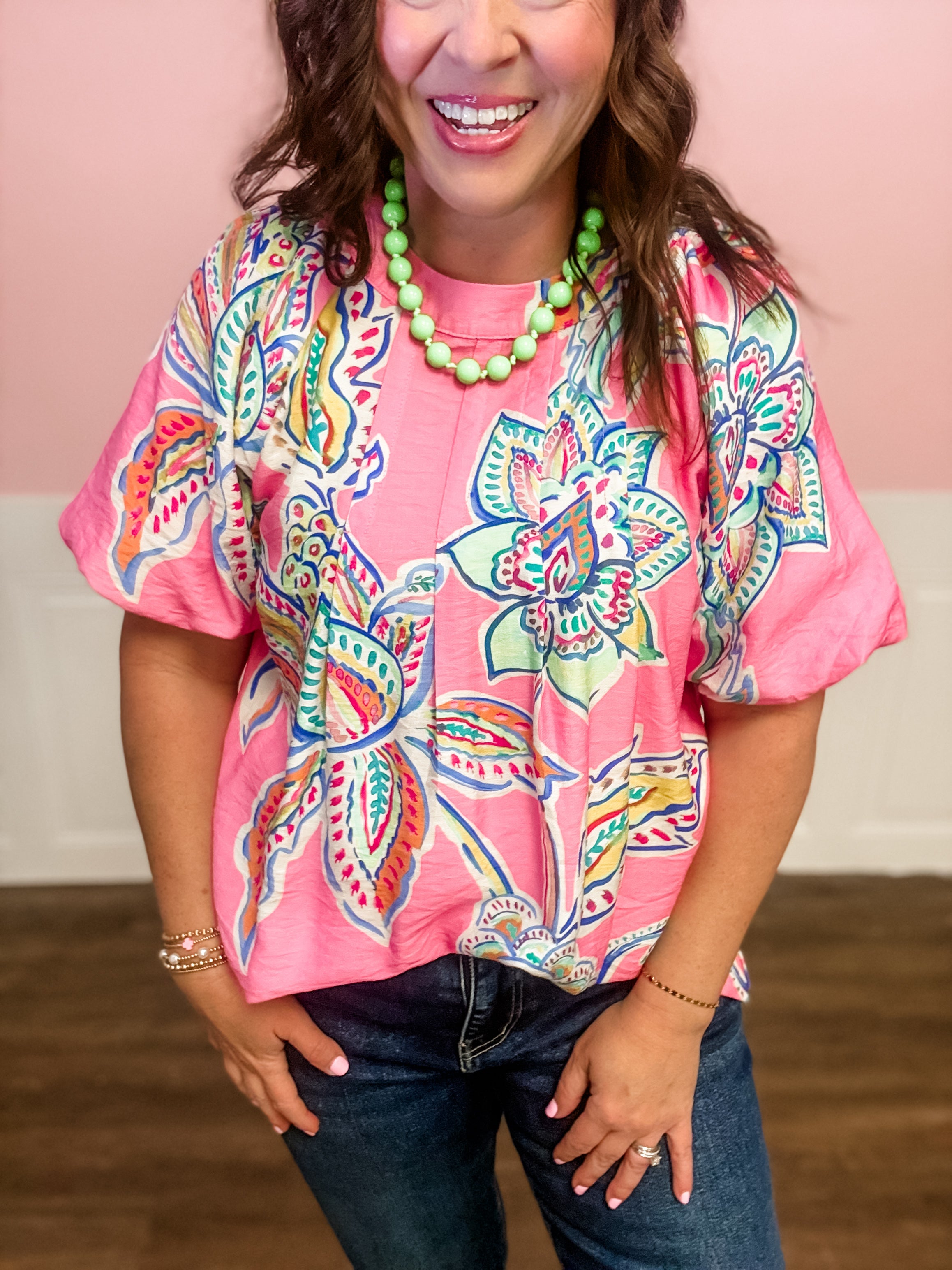 Pink Paradise Paisley Top - Just a Small Town Girl