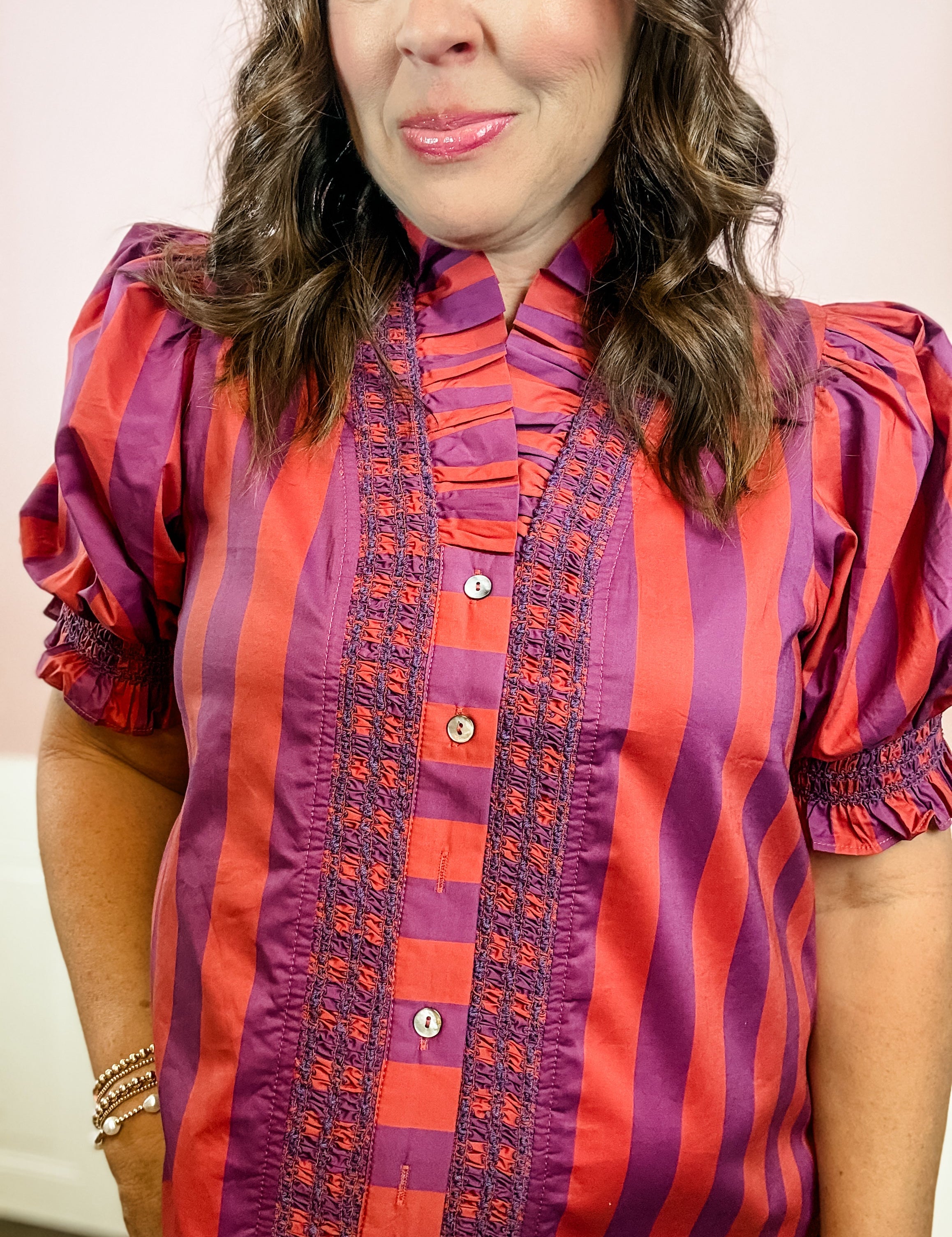 Plum Stripe Smocked Top - Just a Small Town Girl