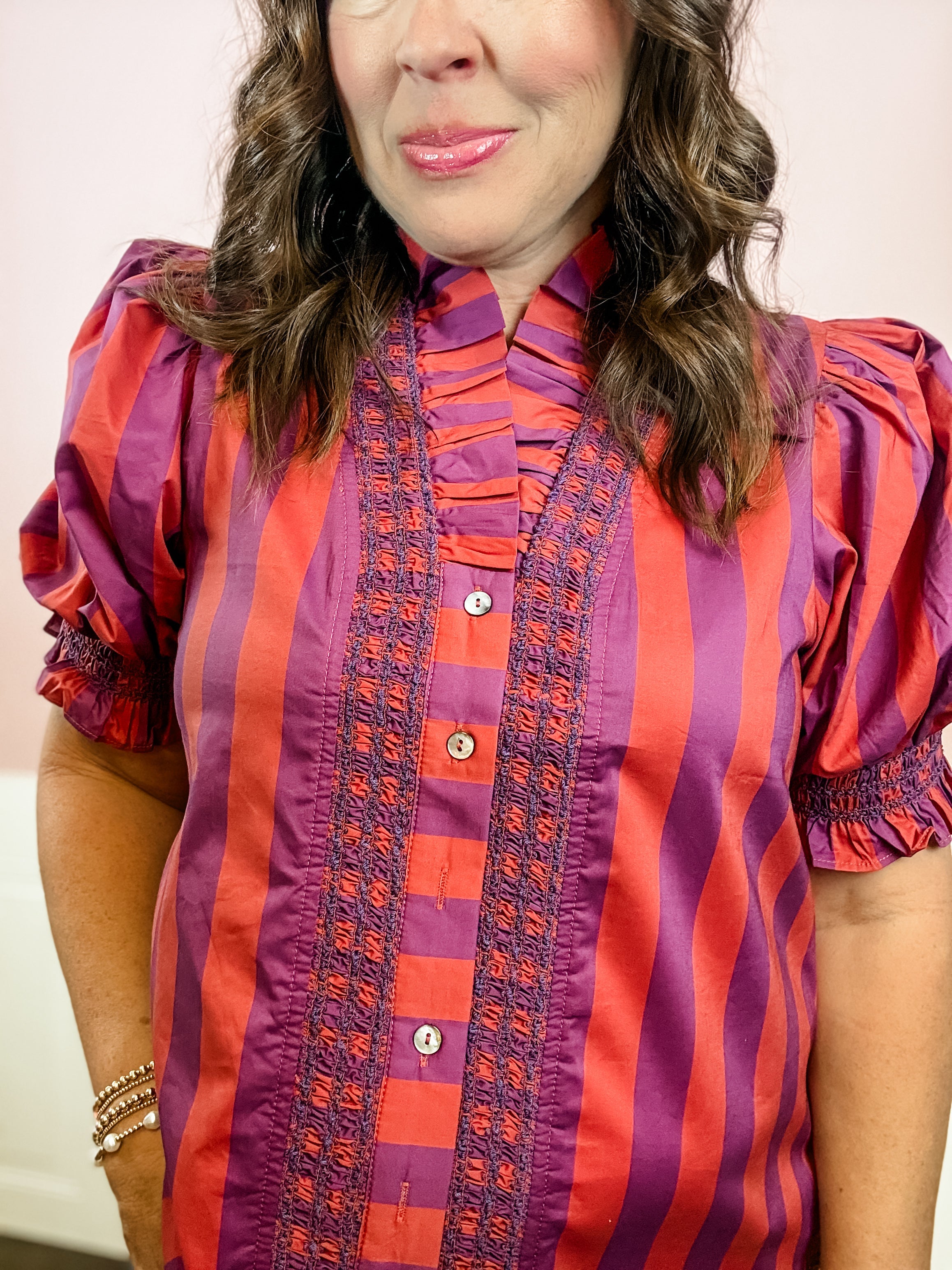 Plum Stripe Smocked Top - Just a Small Town Girl