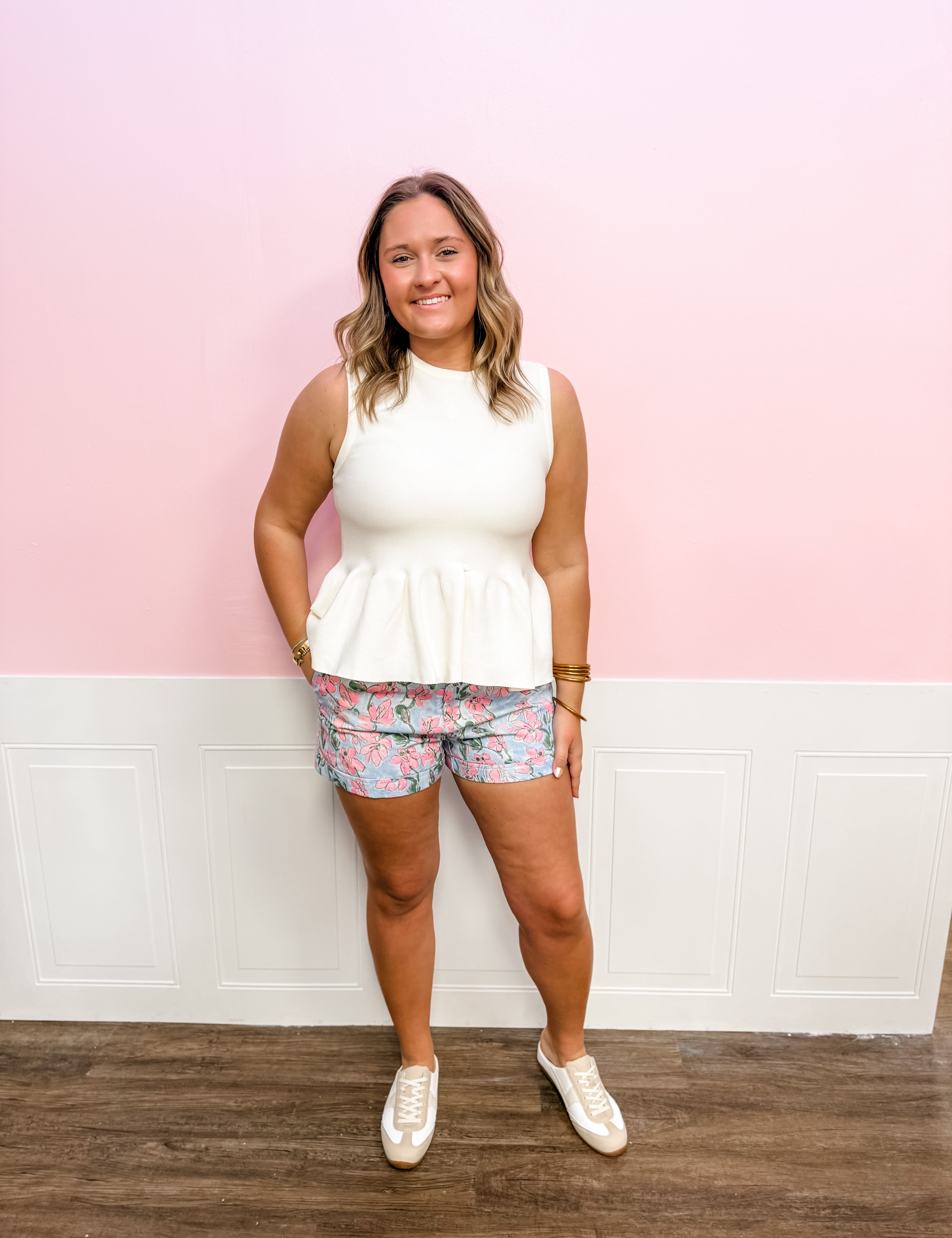 Polished Poise Peplum Knit Top – Cream - Just a Small Town Girl