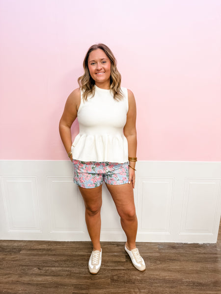 Polished Poise Peplum Knit Top – Cream - Just a Small Town Girl