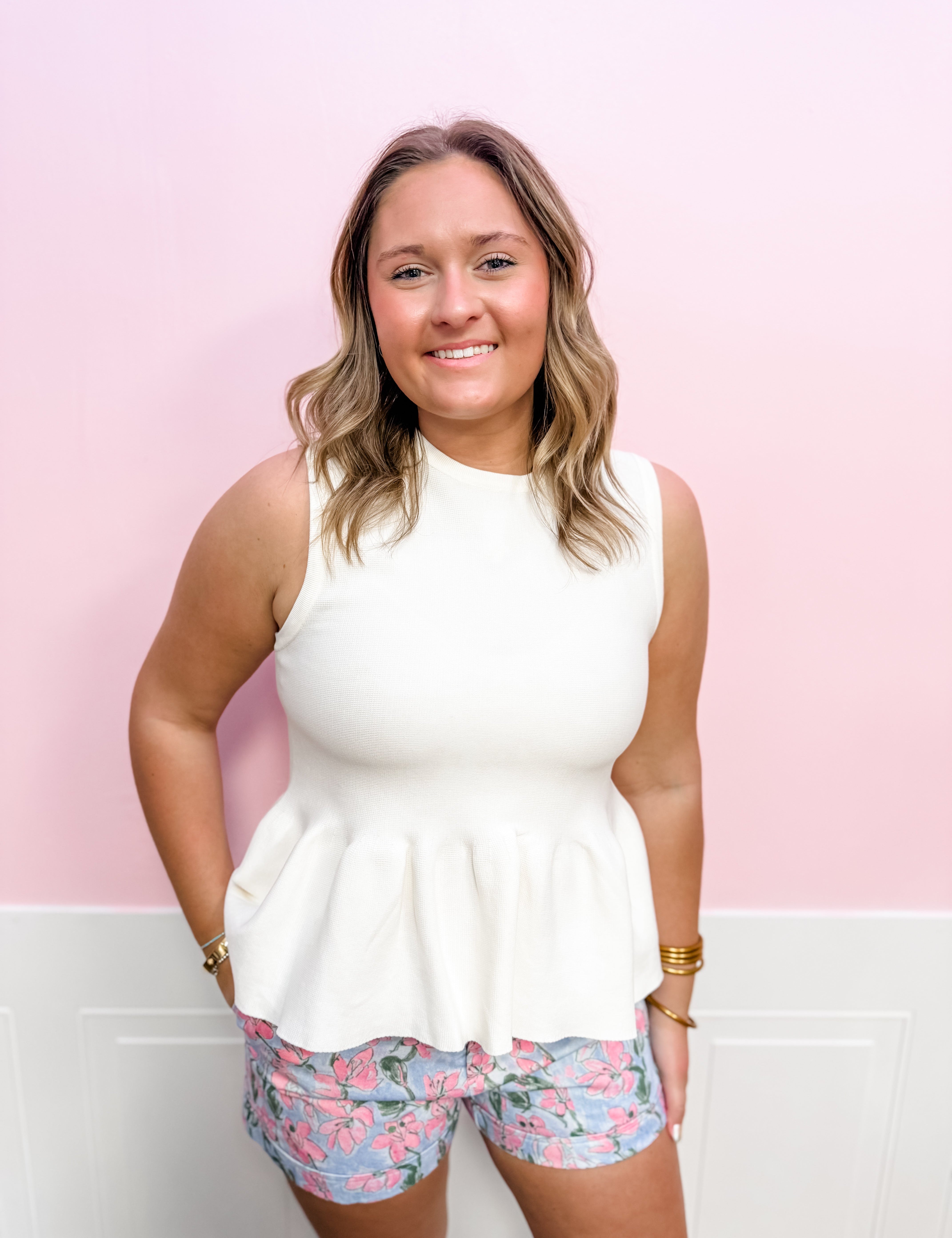 Polished Poise Peplum Knit Top – Cream - Just a Small Town Girl