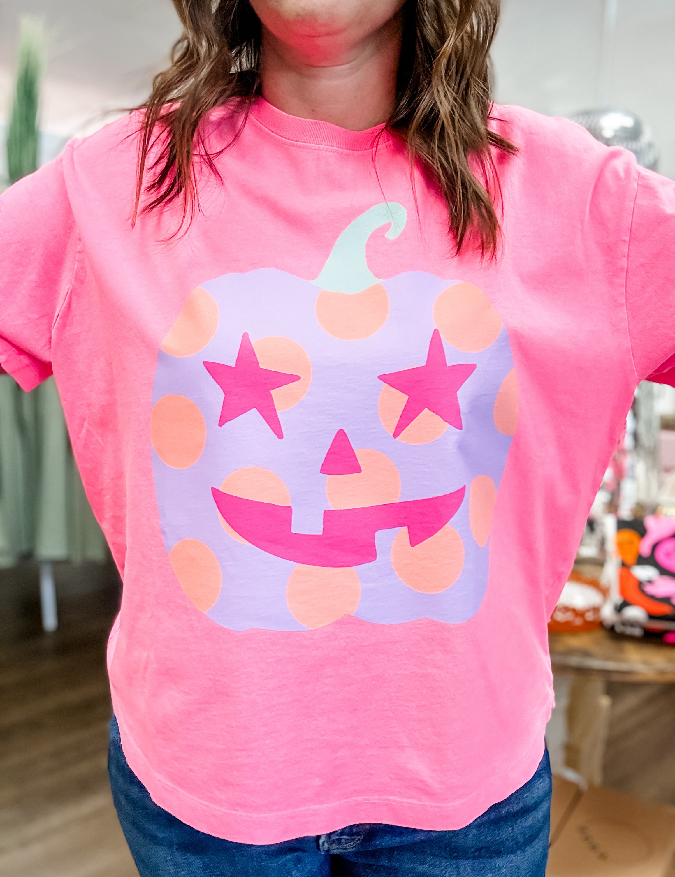 Polka Dot Jack-O-Lantern Crop Tee - Just a Small Town Girl
