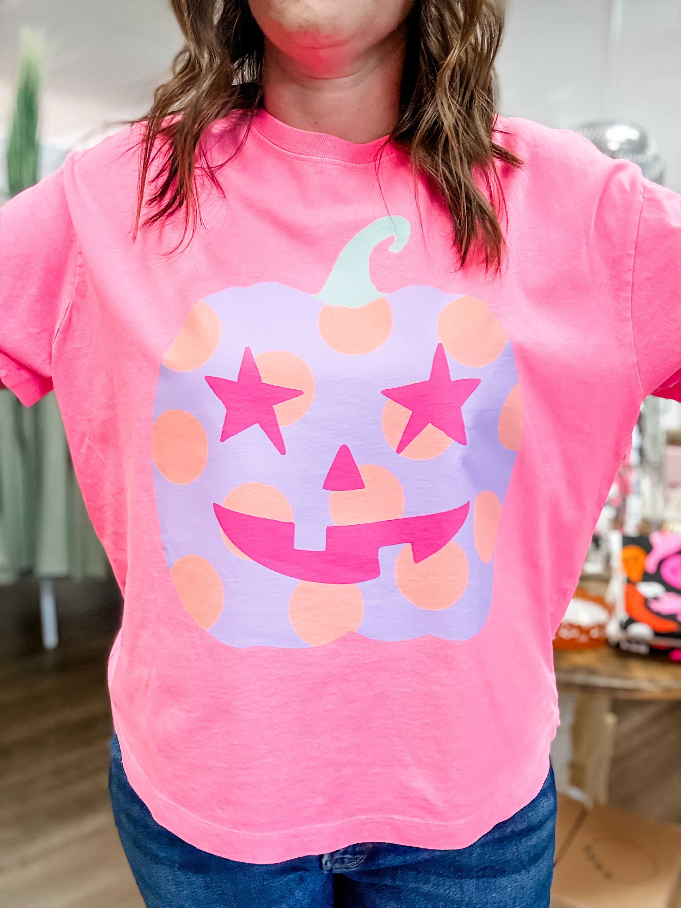 Polka Dot Jack-O-Lantern Crop Tee - Just a Small Town Girl
