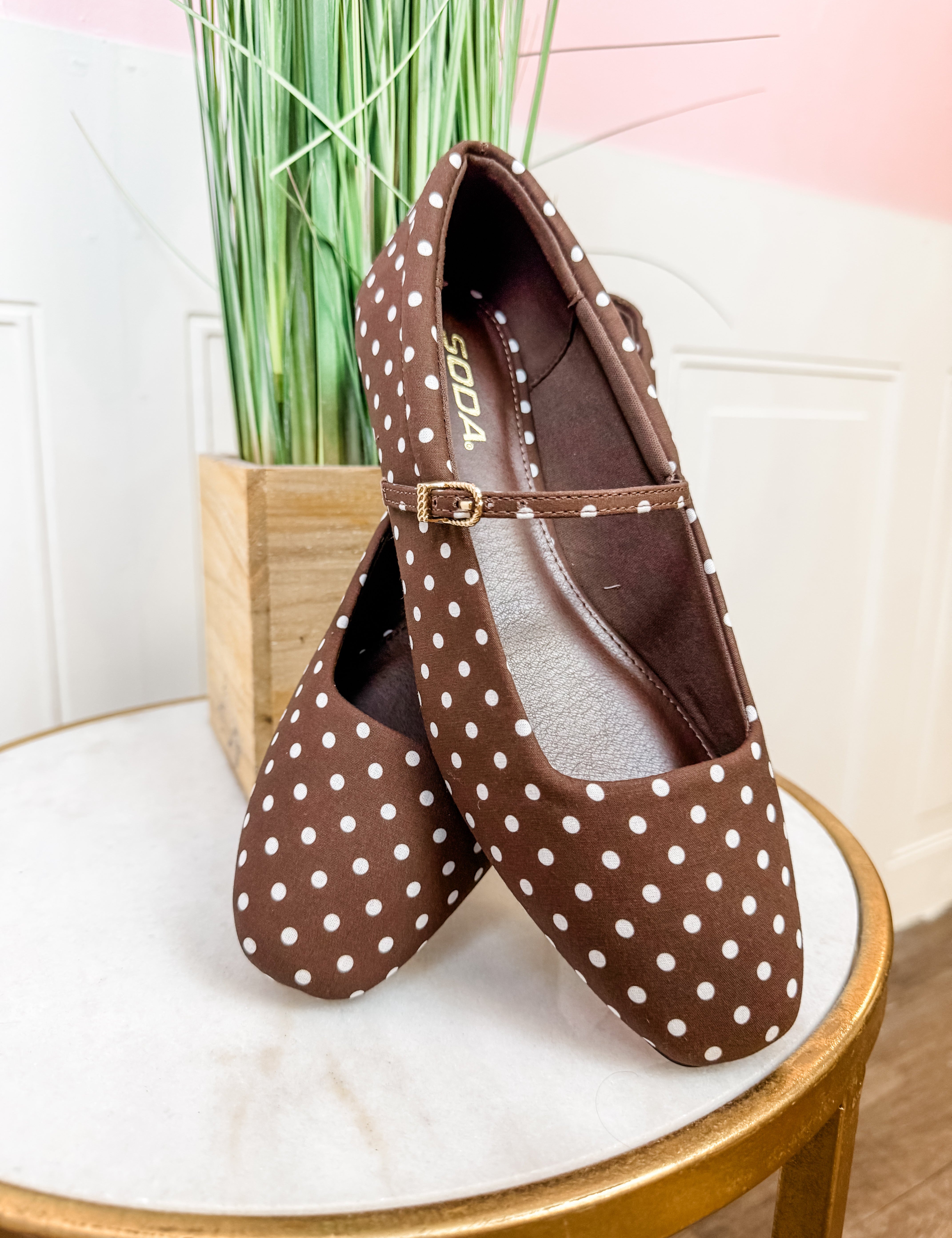 Polka Dot Mary Jane: brown - Just a Small Town Girl